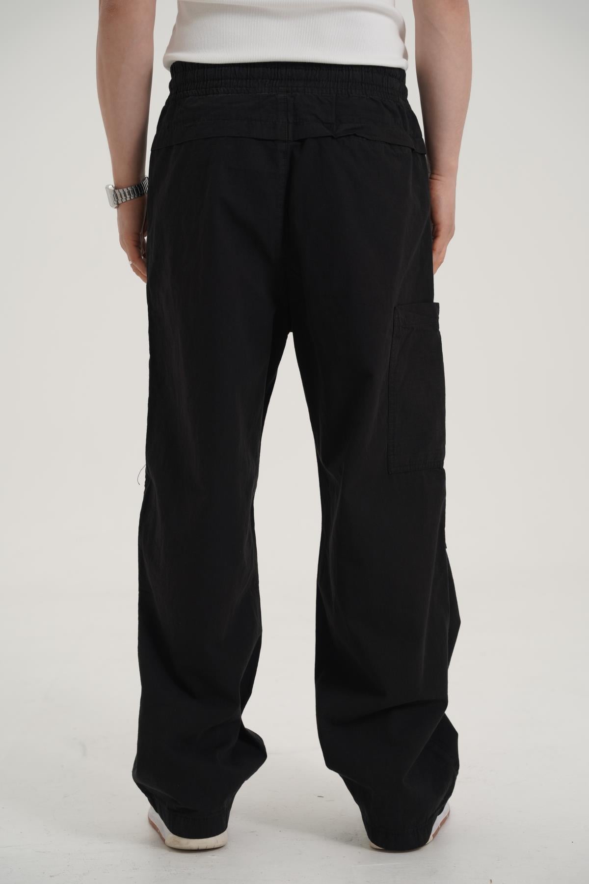 Siyah İnce Kumaş Baggy Pantolon CT01 6267-2