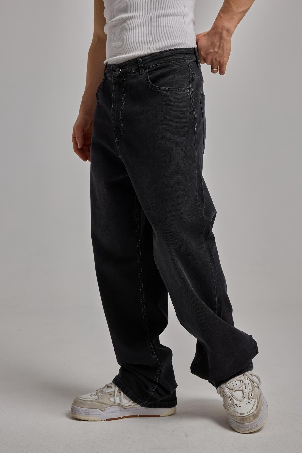 Yıkama Efektli Siyah Jean 6573-2