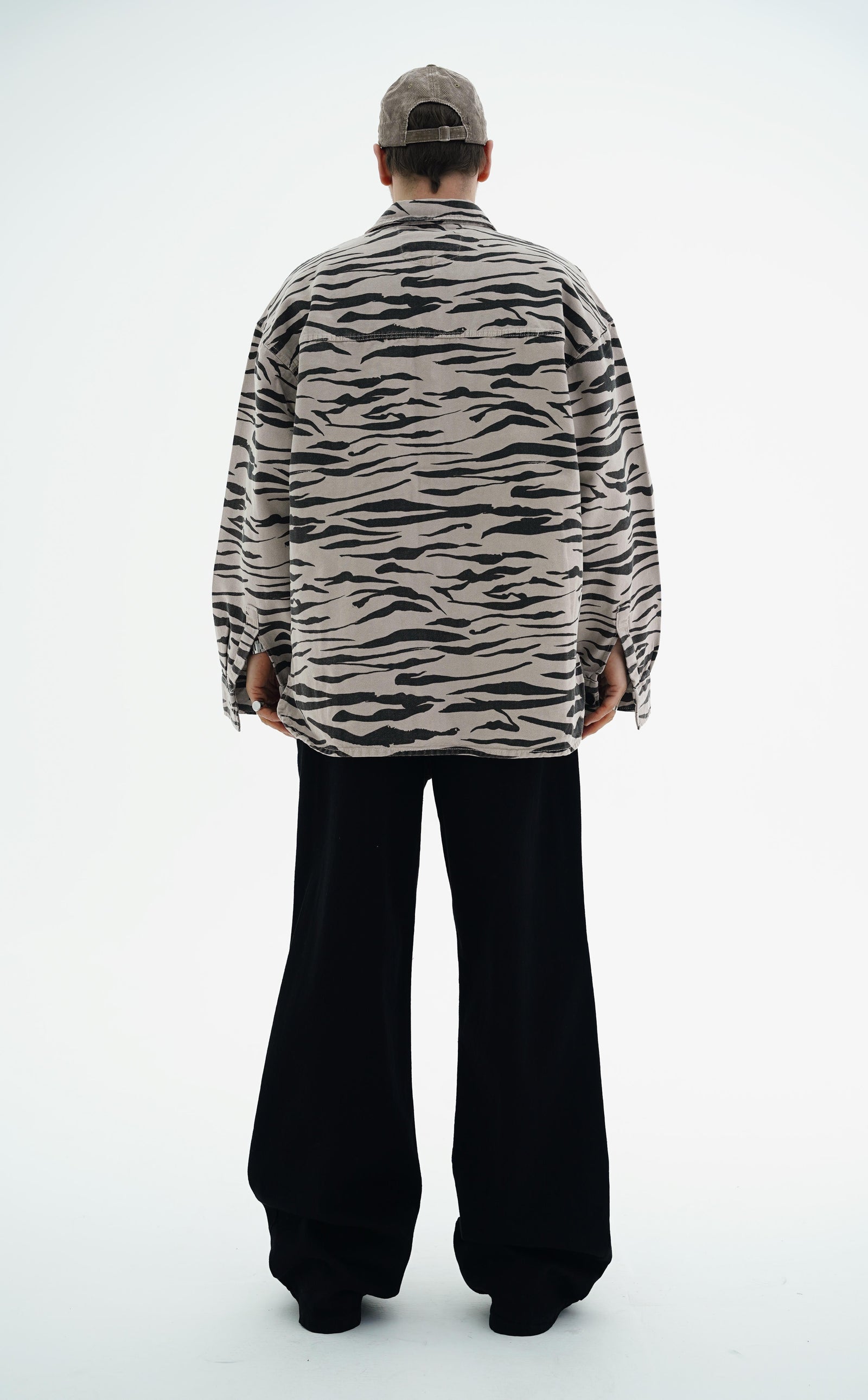 Zebra Desenli Oversize Bej Jean Ceket CT01 1664