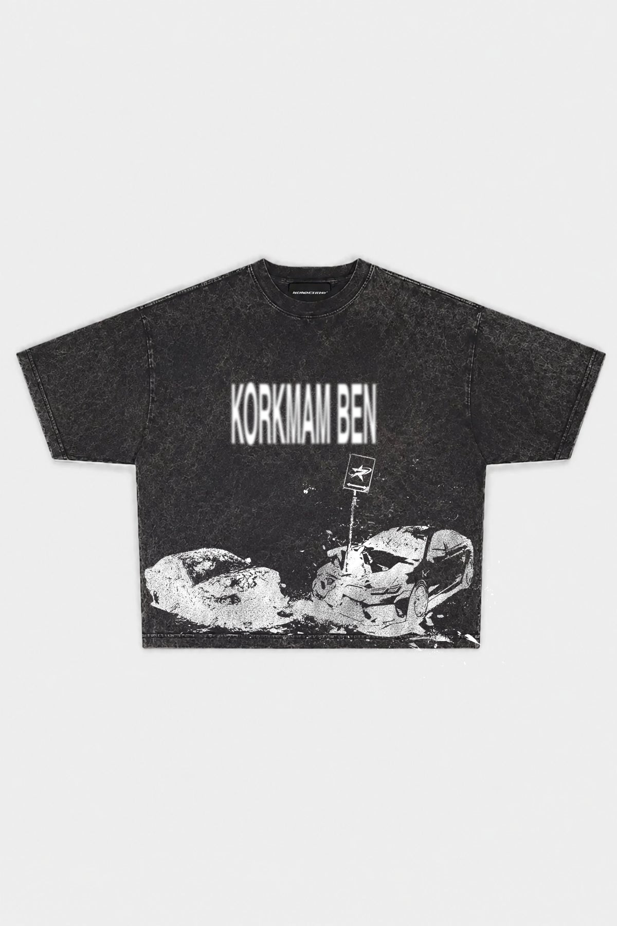 Radikal Merch - Korkmam Ben Baskılı Acid Wash Siyah Boxy Tshirt (Pre Order)
