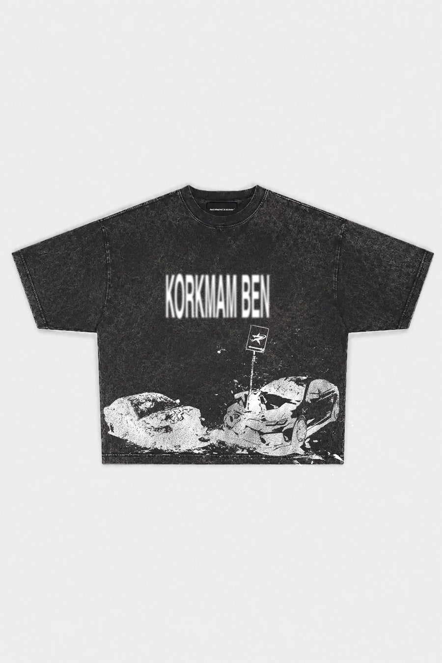 Radikal Merch - Korkmam Ben Baskılı Acid Wash Siyah Boxy Tshirt (Pre Order)