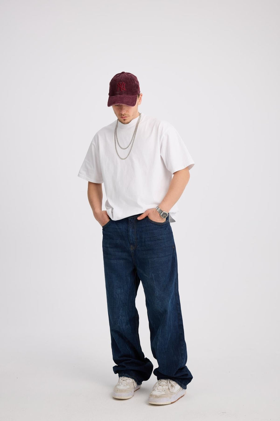 Acid Wash Koyu Mavi Baggy Bdg Jean