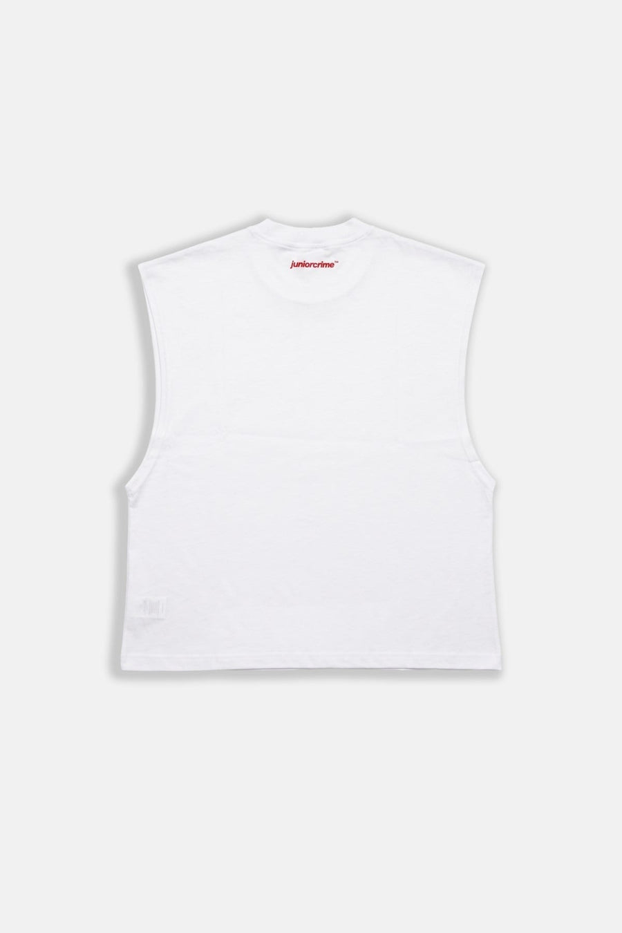 JR Eliptic Mavi Baskılı Boxy Fit Kolsuz Beyaz Tshirt
