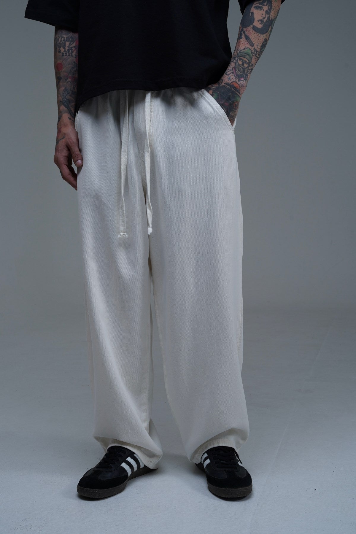 İnce Kumaş Bej Baggy Pantolon CT01 6517-8