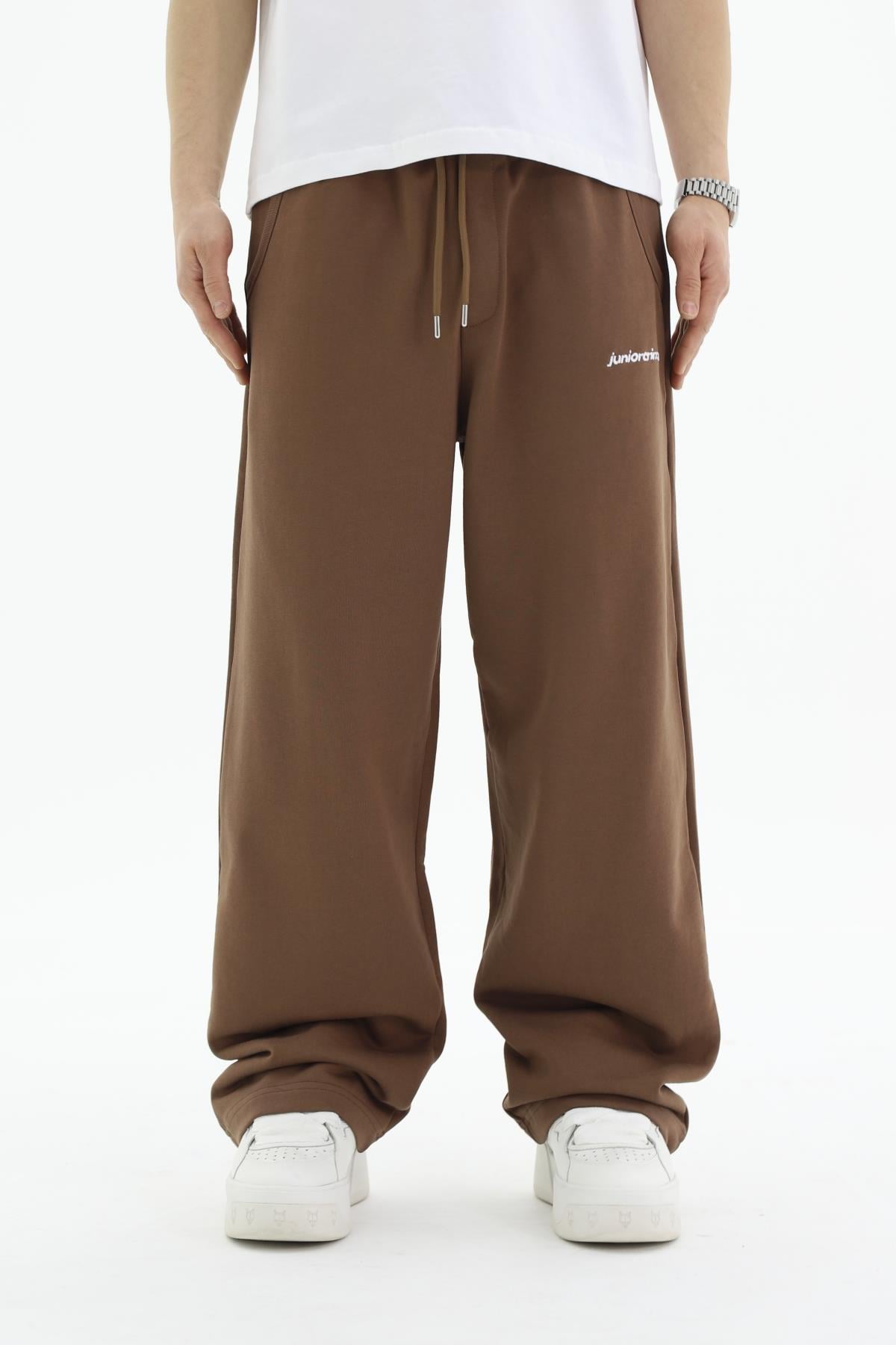 JR Diagonal Kumaş Kahve Baggy Eşofman