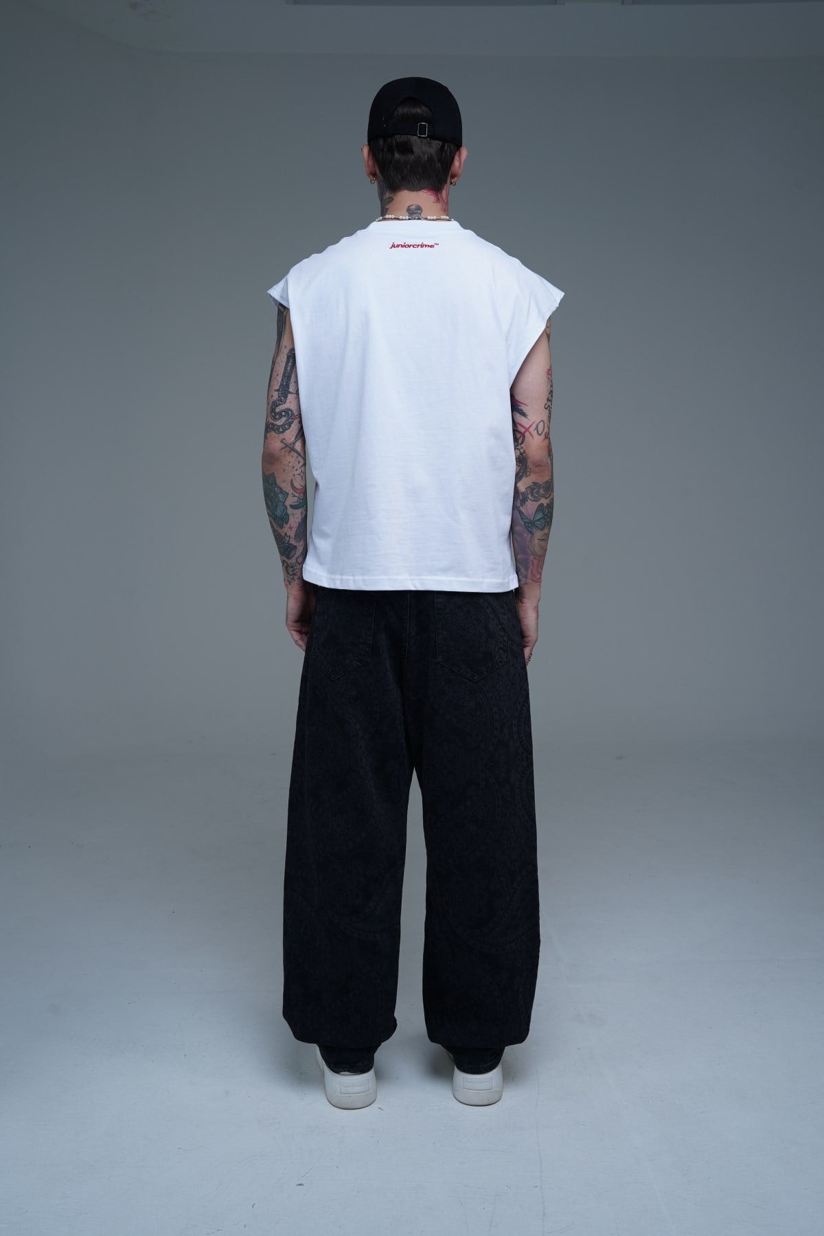 Etnik Desen Siyah Jean Pantolon CT01 6630