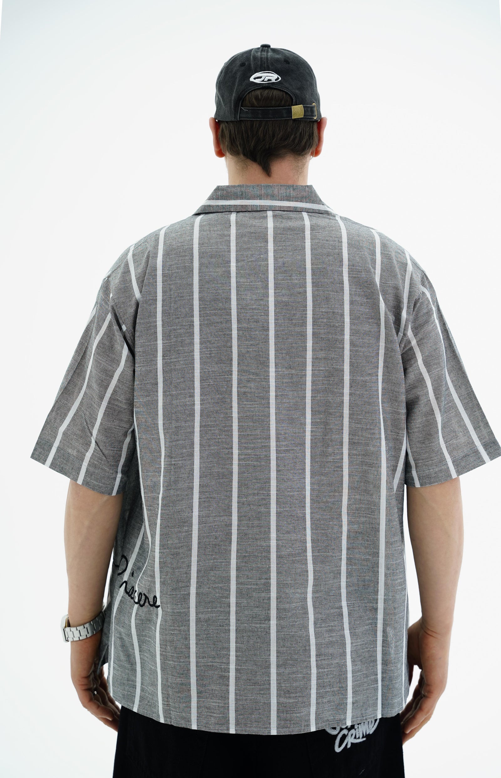 Çizgili Siyah Boxy Fit Gömlek JC01 25Y182