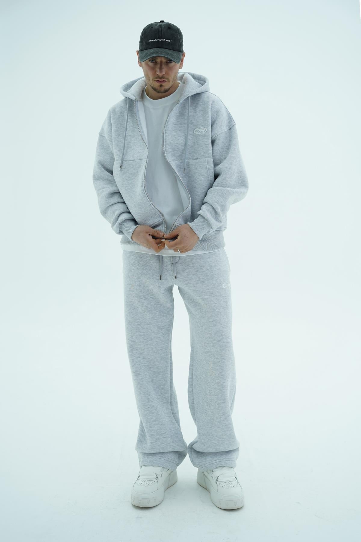 JR Logo Gri Melanj Baggy Eşofman Altı