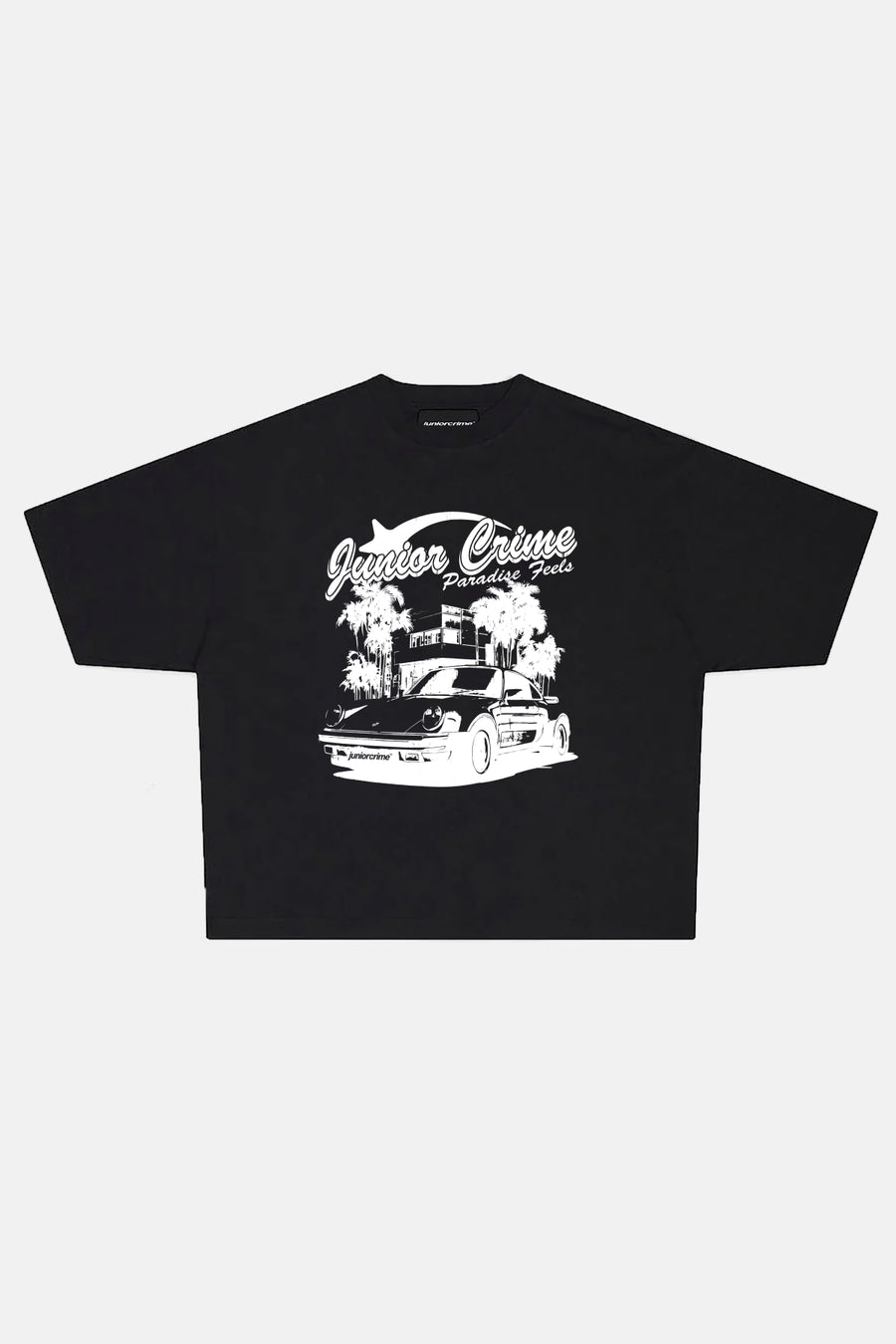 JR Paradise Baskılı Siyah Boxy Fit Tshirt