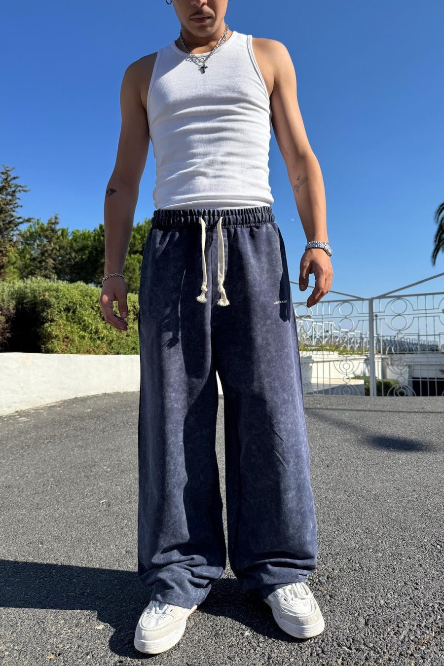 Acid Wash Parlament Mavi Baggy Eşofman JC01 25Y202