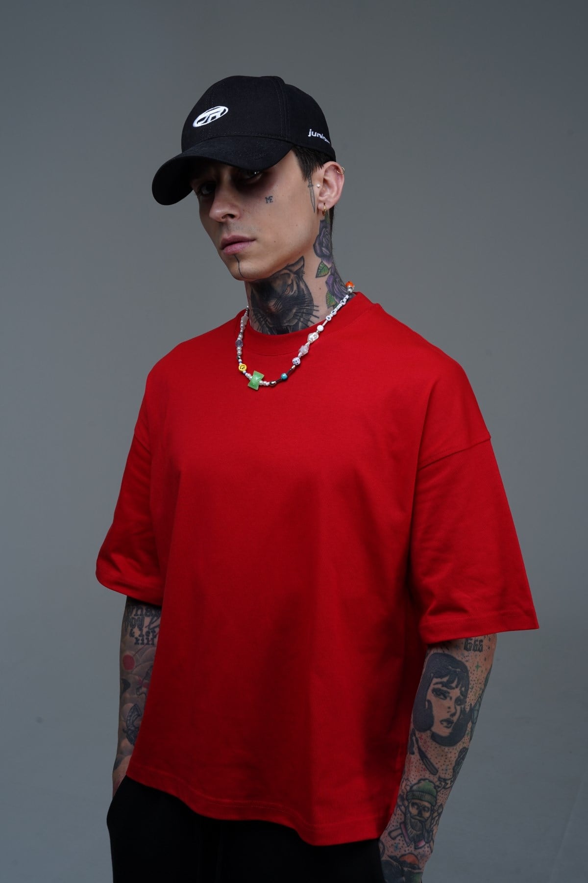 JR Kırmızı Boxy Fit Basic Oversize Tshirt
