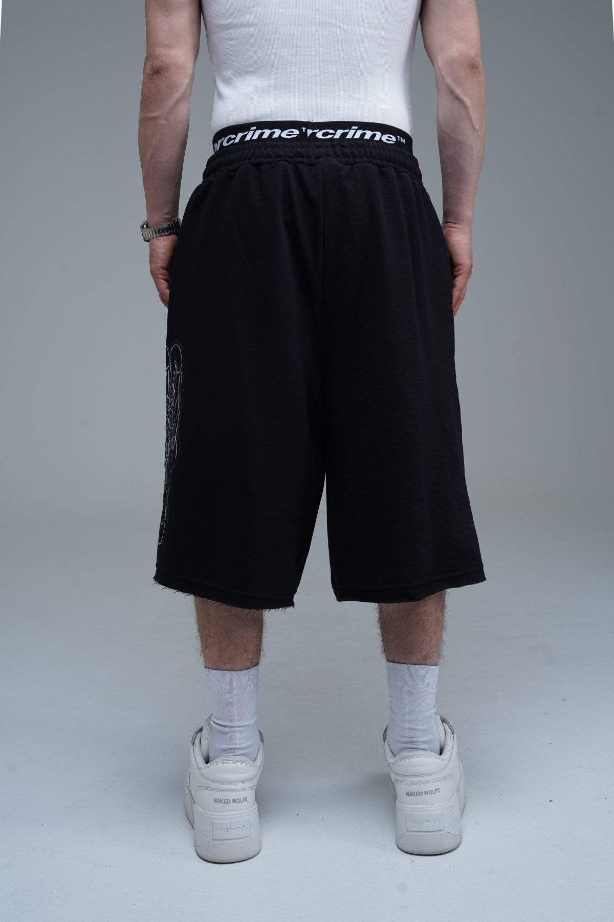 JR Signature Baskılı Jogger Baggy Siyah Şort