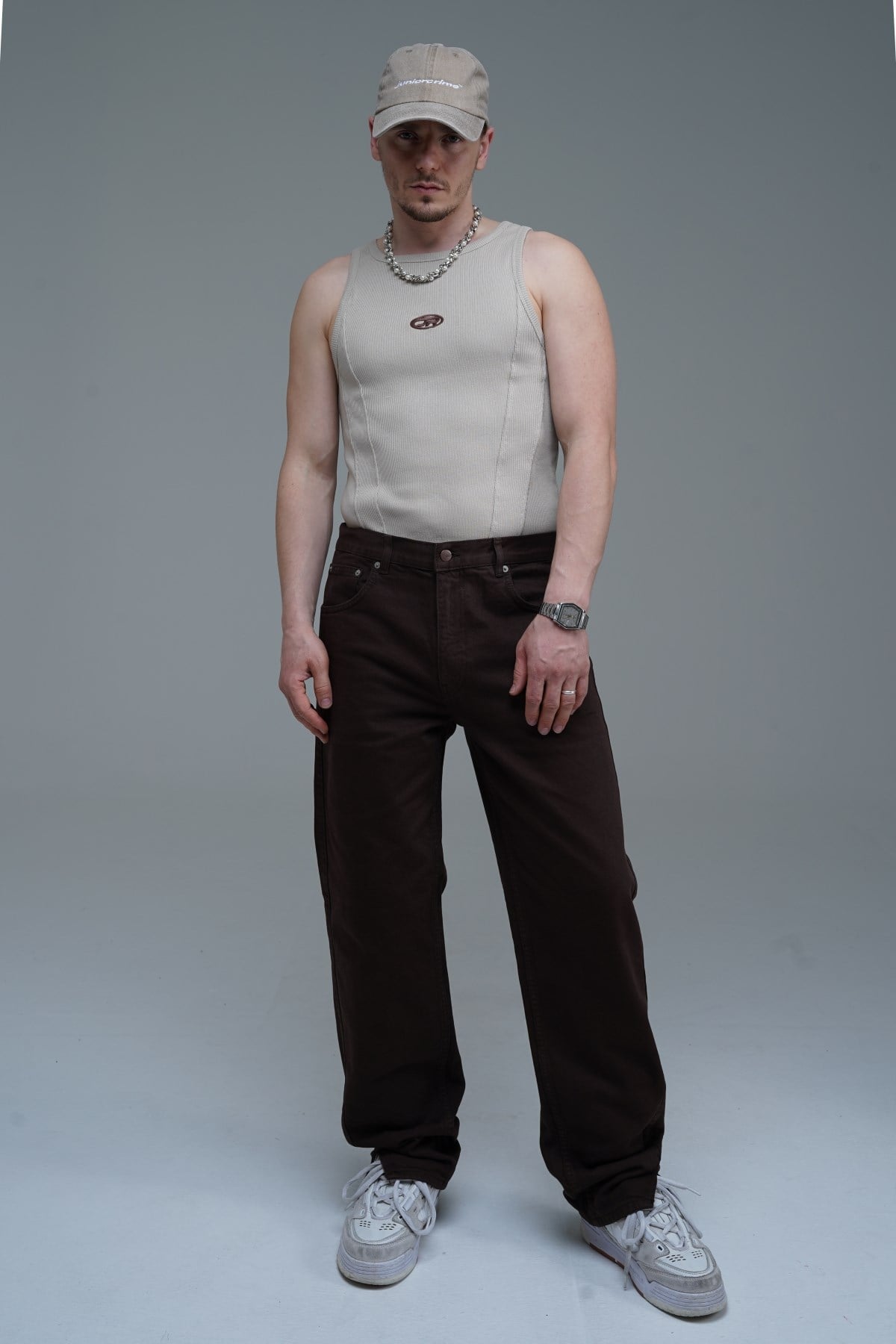 Paça Detay Kahve Regular Jean Pantolon
