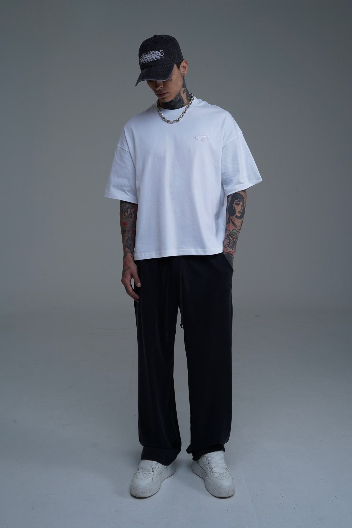 JR Logo Beyaz Boxy Fit Oversize Tshirt