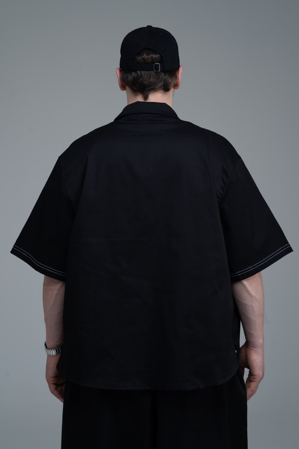 JR Signature Baskılı Boxy Fit Gabardin Gömlek