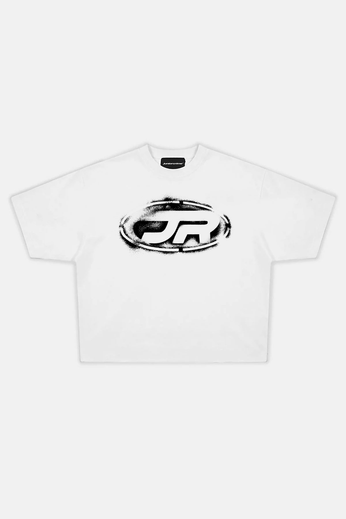 JR Logo Effect Baskılı Beyaz Boxy Fit Tshirt
