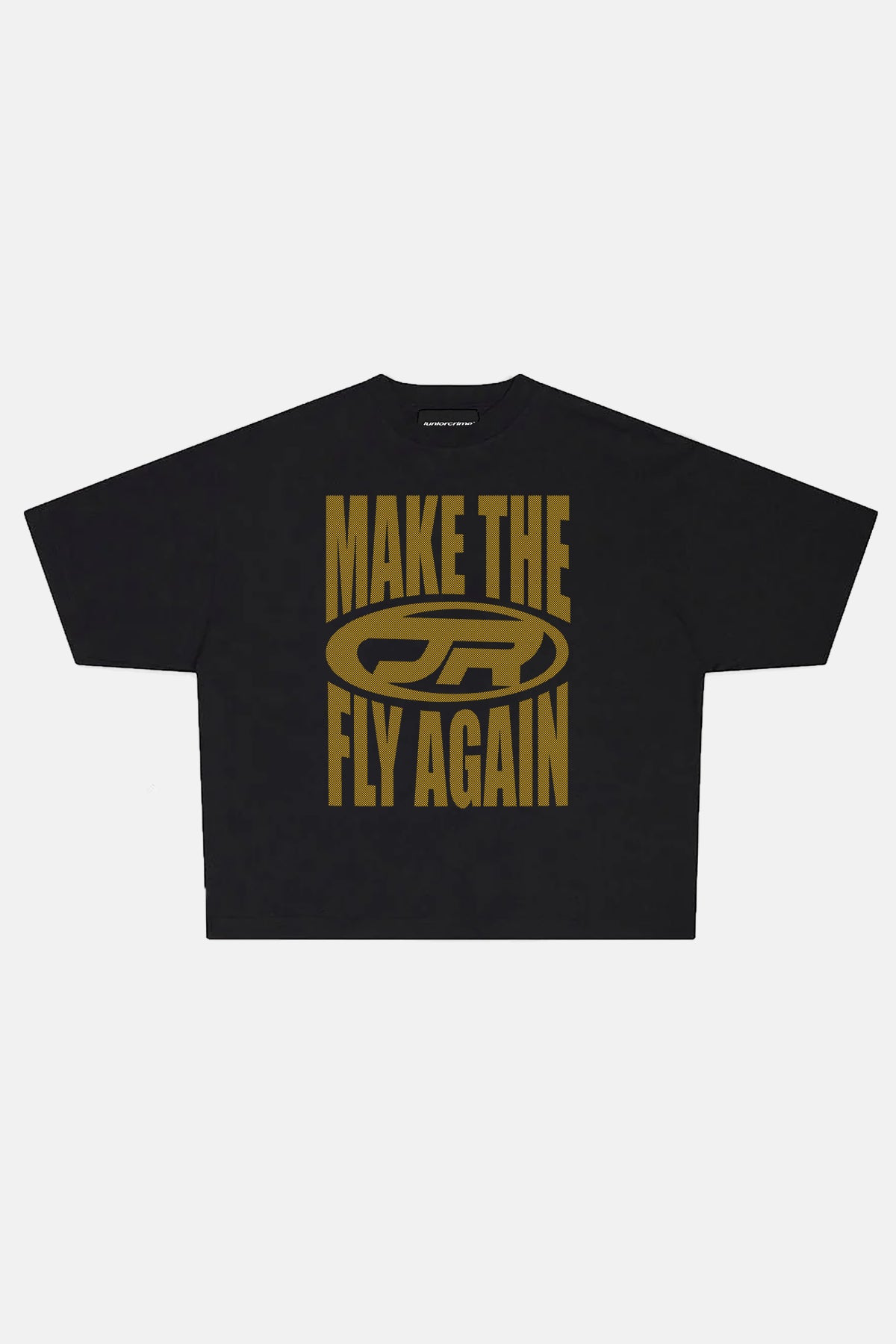 JR Fly Baskılı Siyah Boxy Fit Tshirt