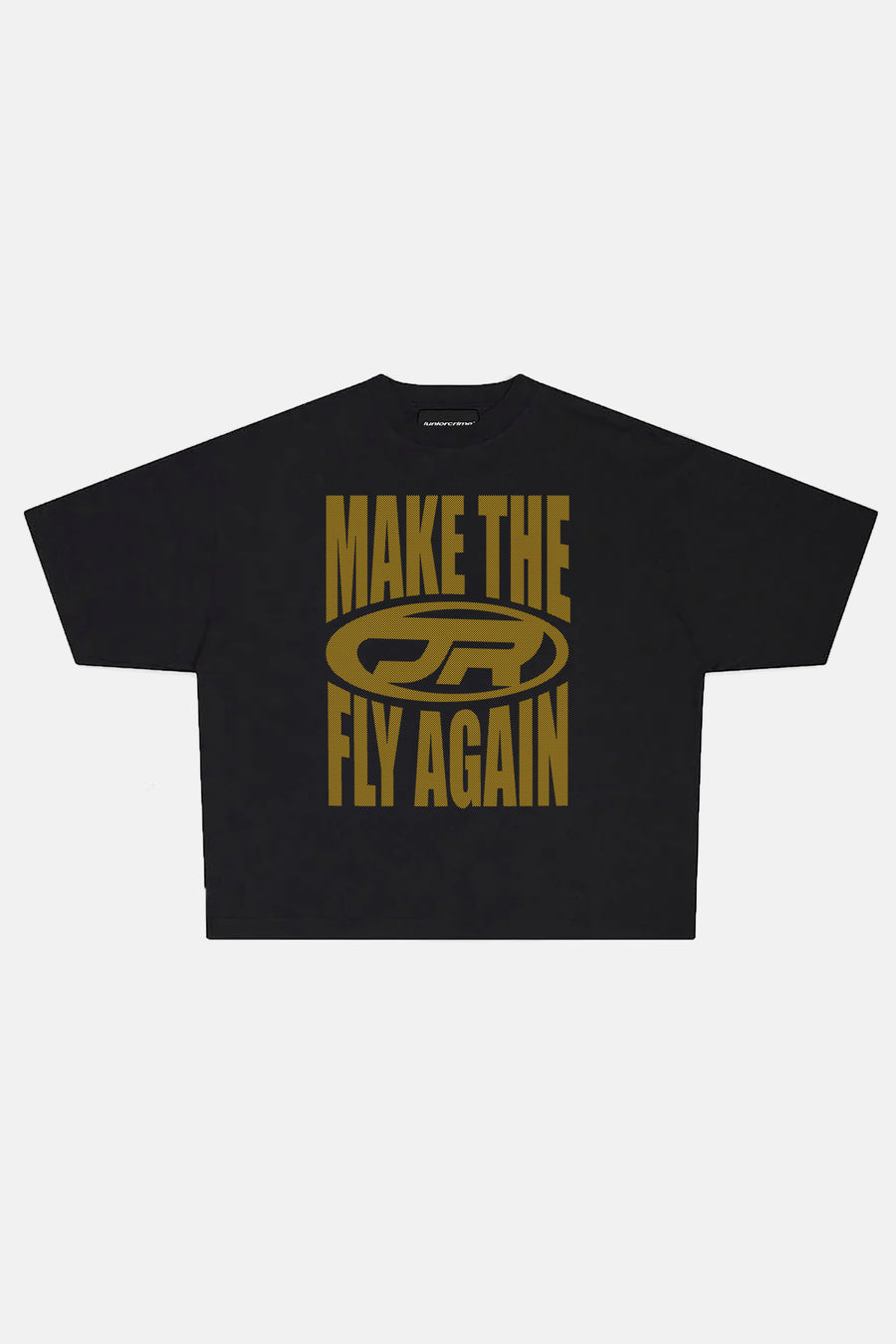 JR Fly Baskılı Siyah Boxy Fit Tshirt