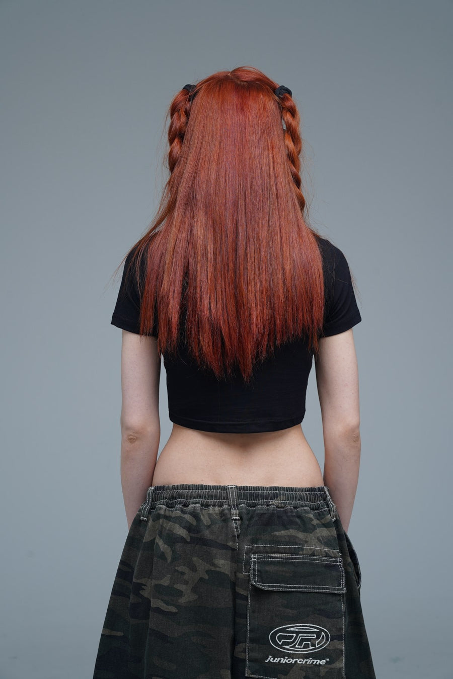 Beyaz Basic Siyah Kadın Crop Top