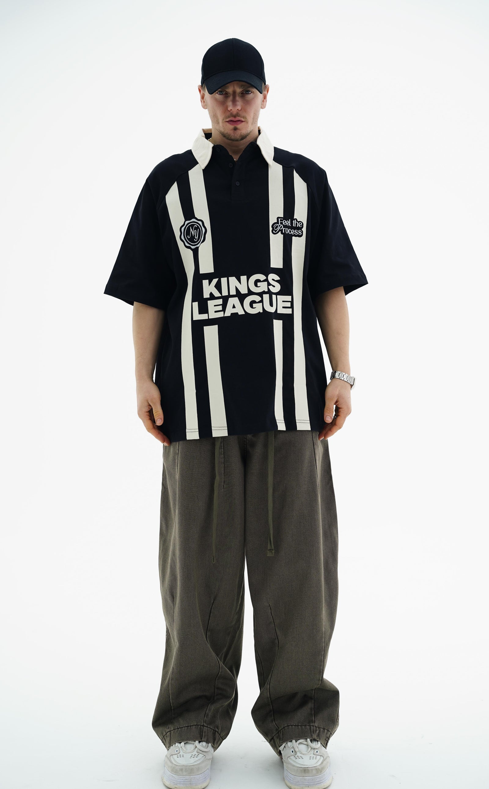 Polo Yaka Siyah Oversize Forma Tshirt JC01 25Y259