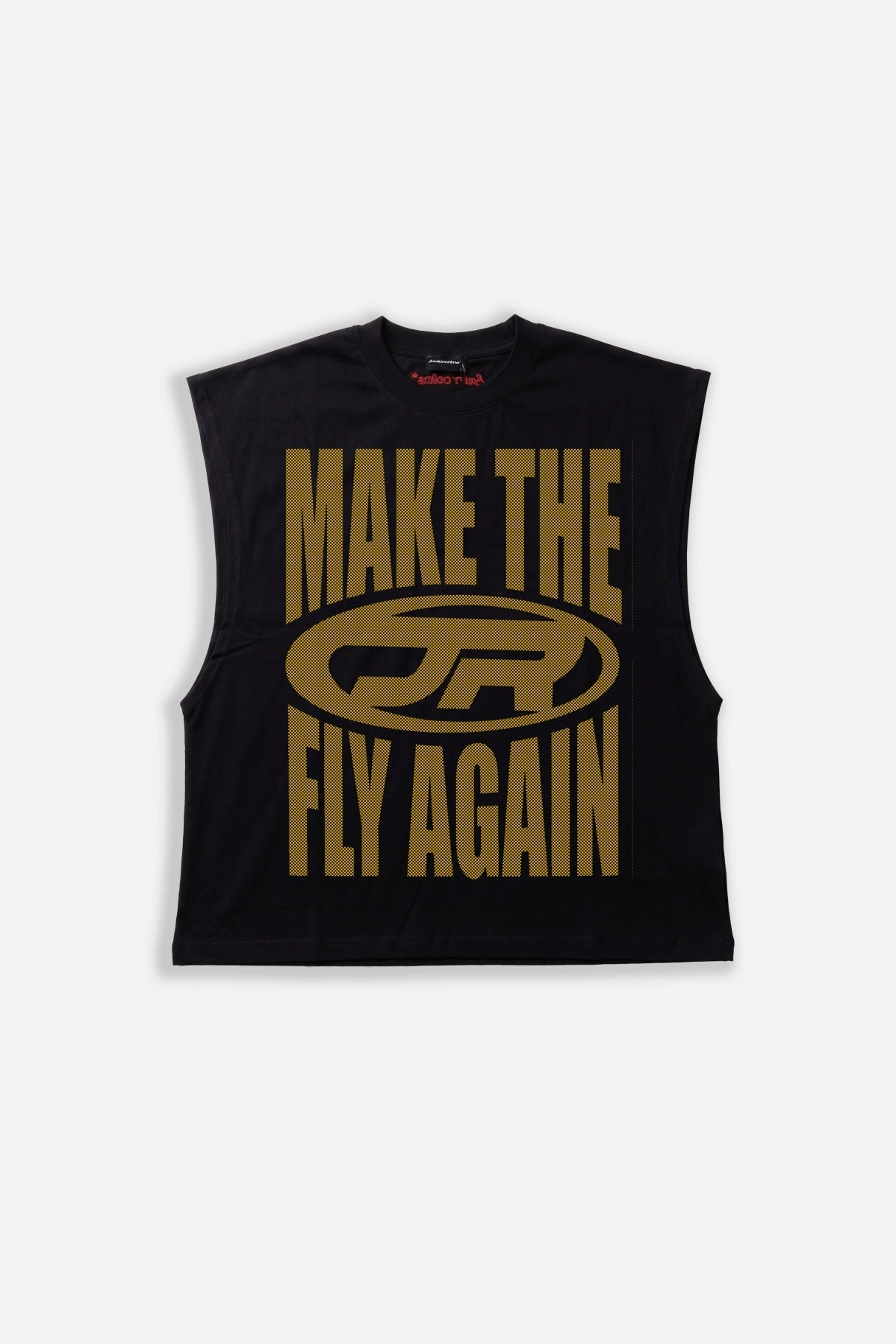 JR Fly Baskılı Boxy Fit Kolsuz Siyah Tshirt