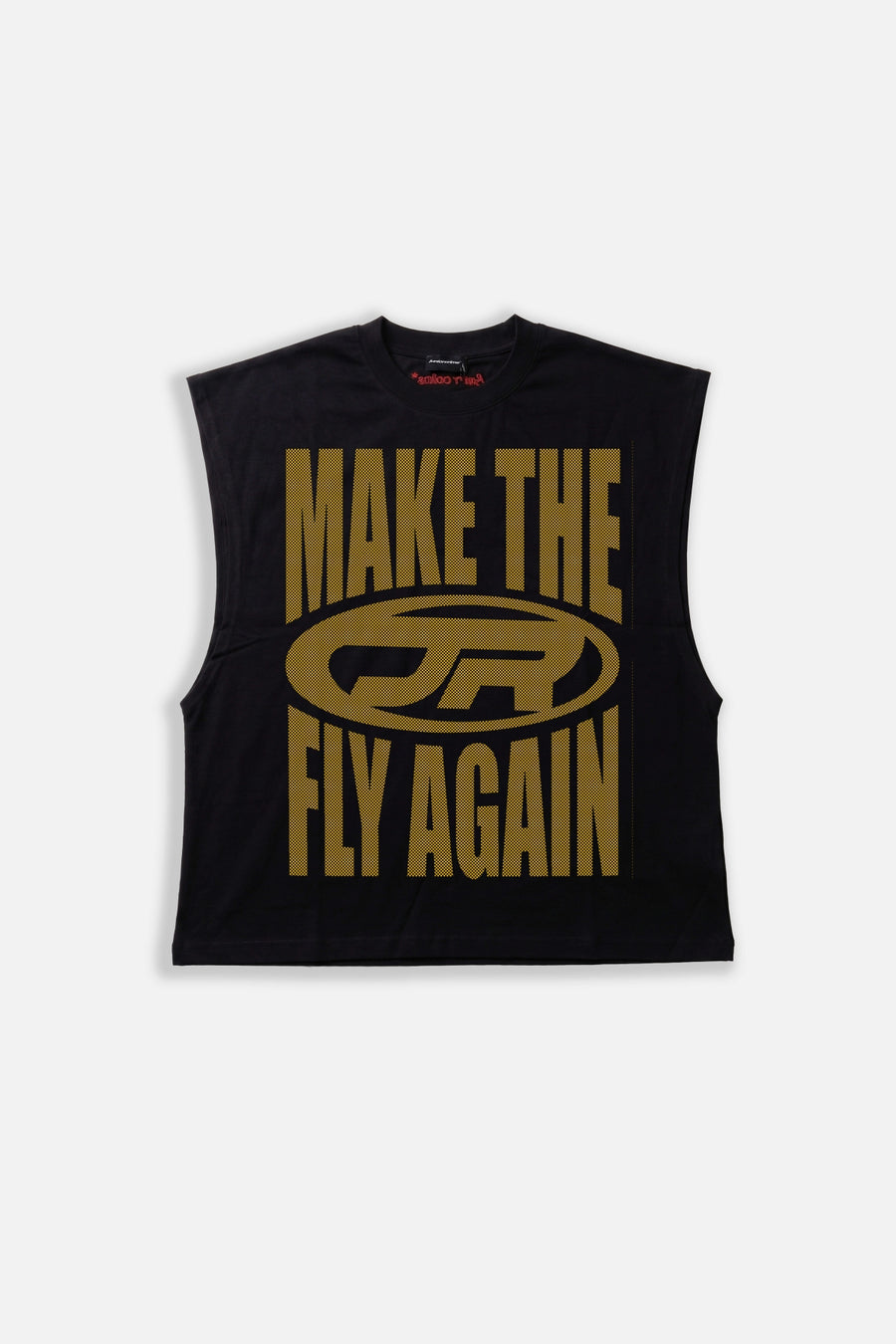JR Fly Baskılı Boxy Fit Kolsuz Siyah Tshirt