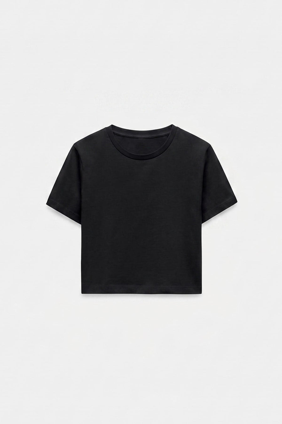 Beyaz Basic Siyah Kadın Crop Top