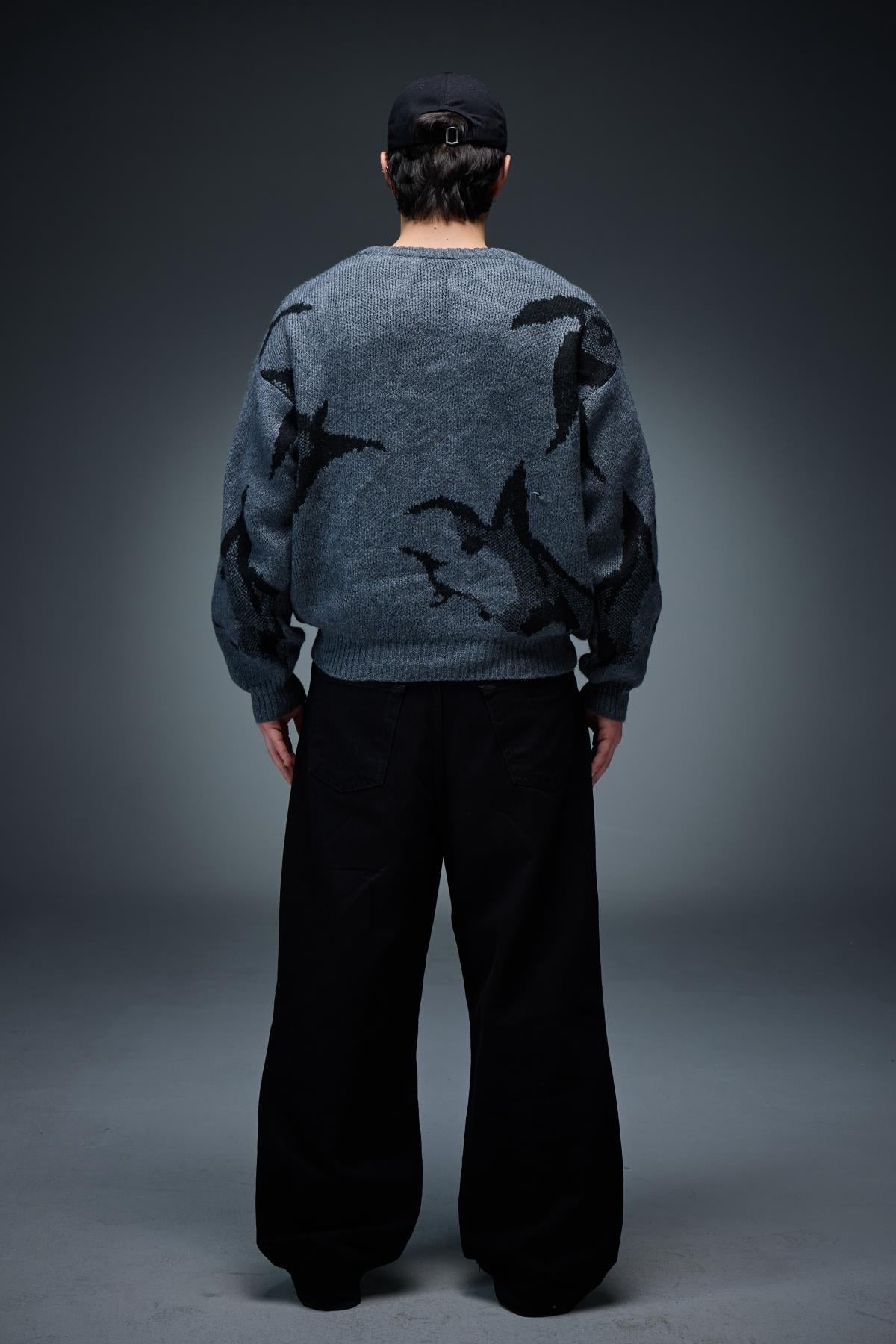 Desenli Oversize Antrasit Kazak