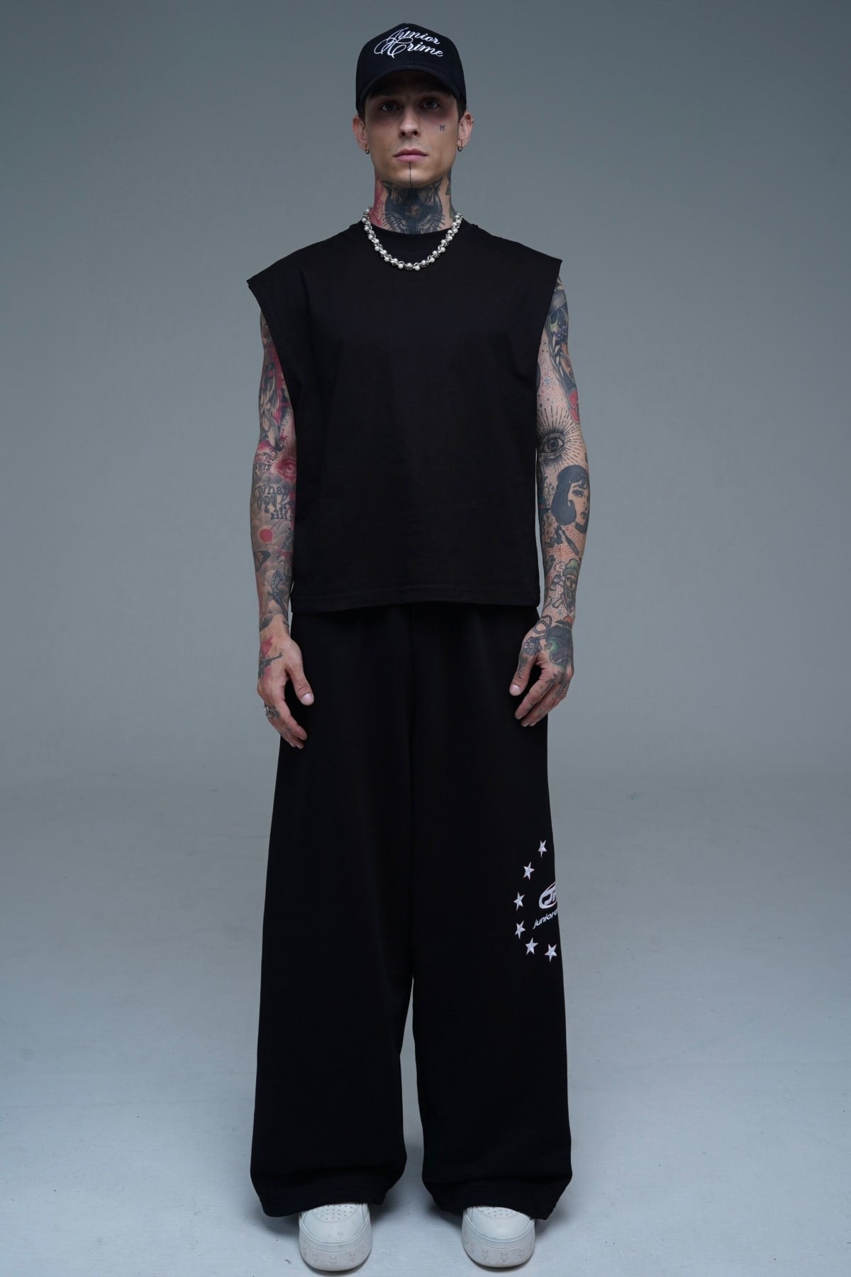 JR Boxy Fit Kolsuz Siyah Oversize Tshirt