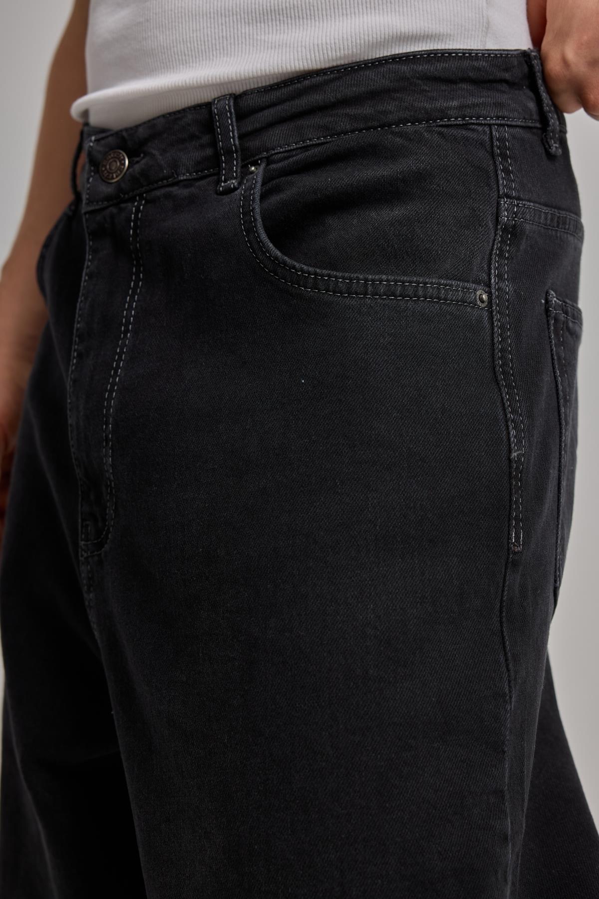 Yıkama Efektli Siyah Jean 6573-2