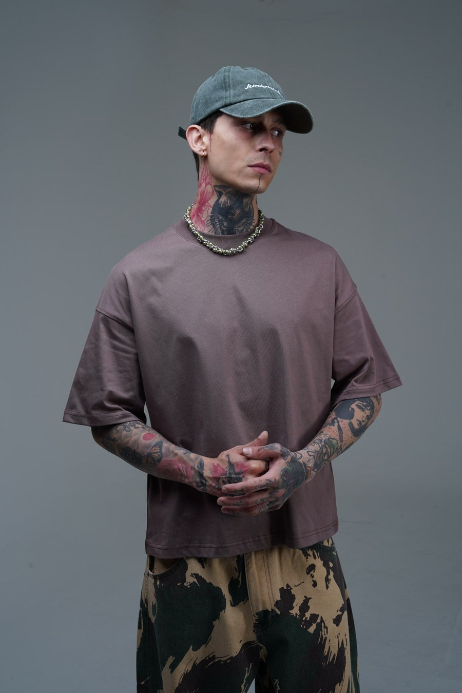 JR Kahve Boxy Fit Basic Oversize Tshirt