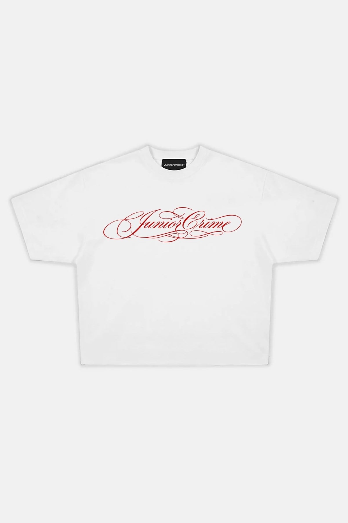 JR Kırmızı Signature Baskılı Beyaz Boxy Oversize Tshirt