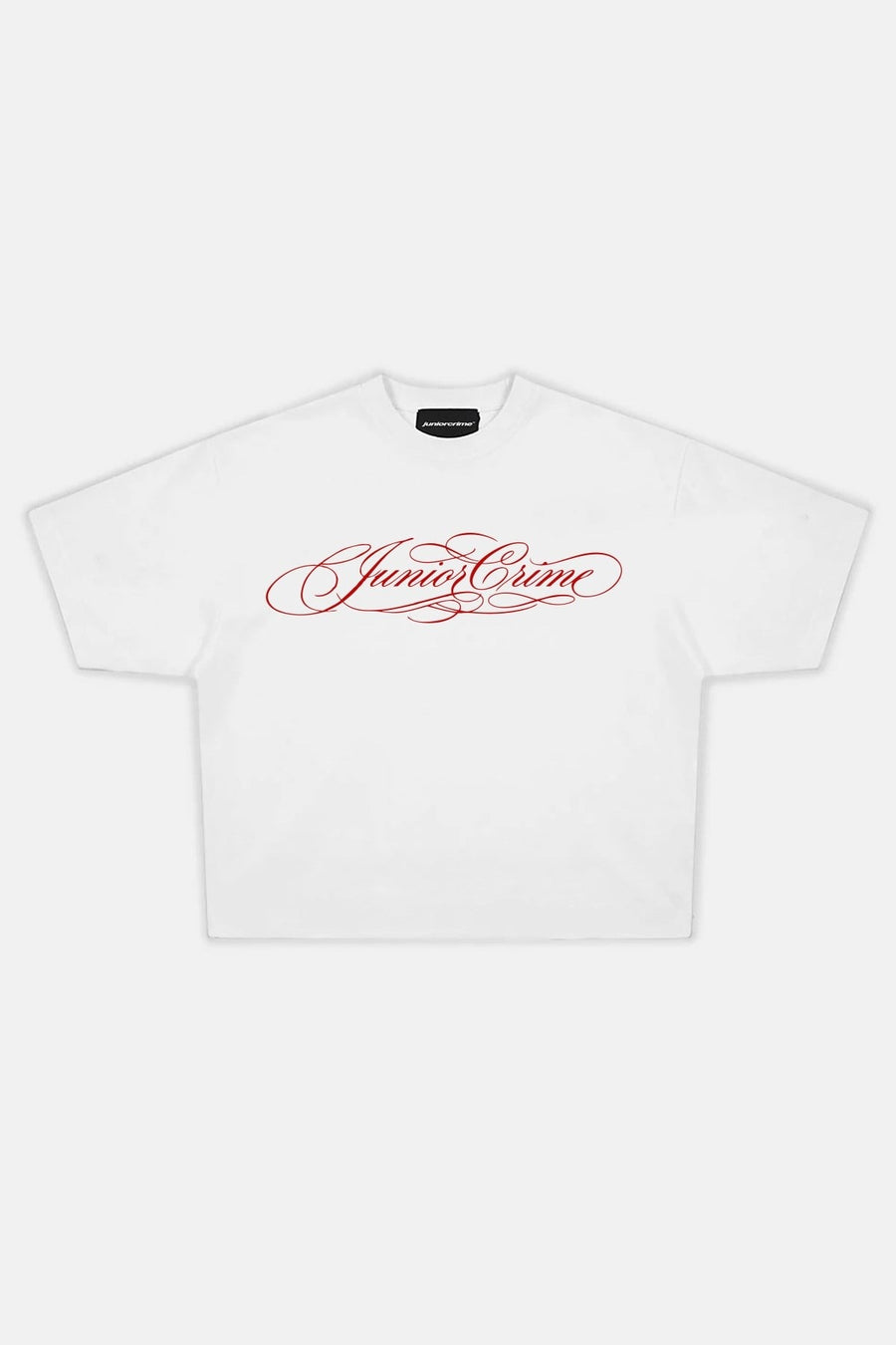 JR Kırmızı Signature Baskılı Beyaz Boxy Oversize Tshirt