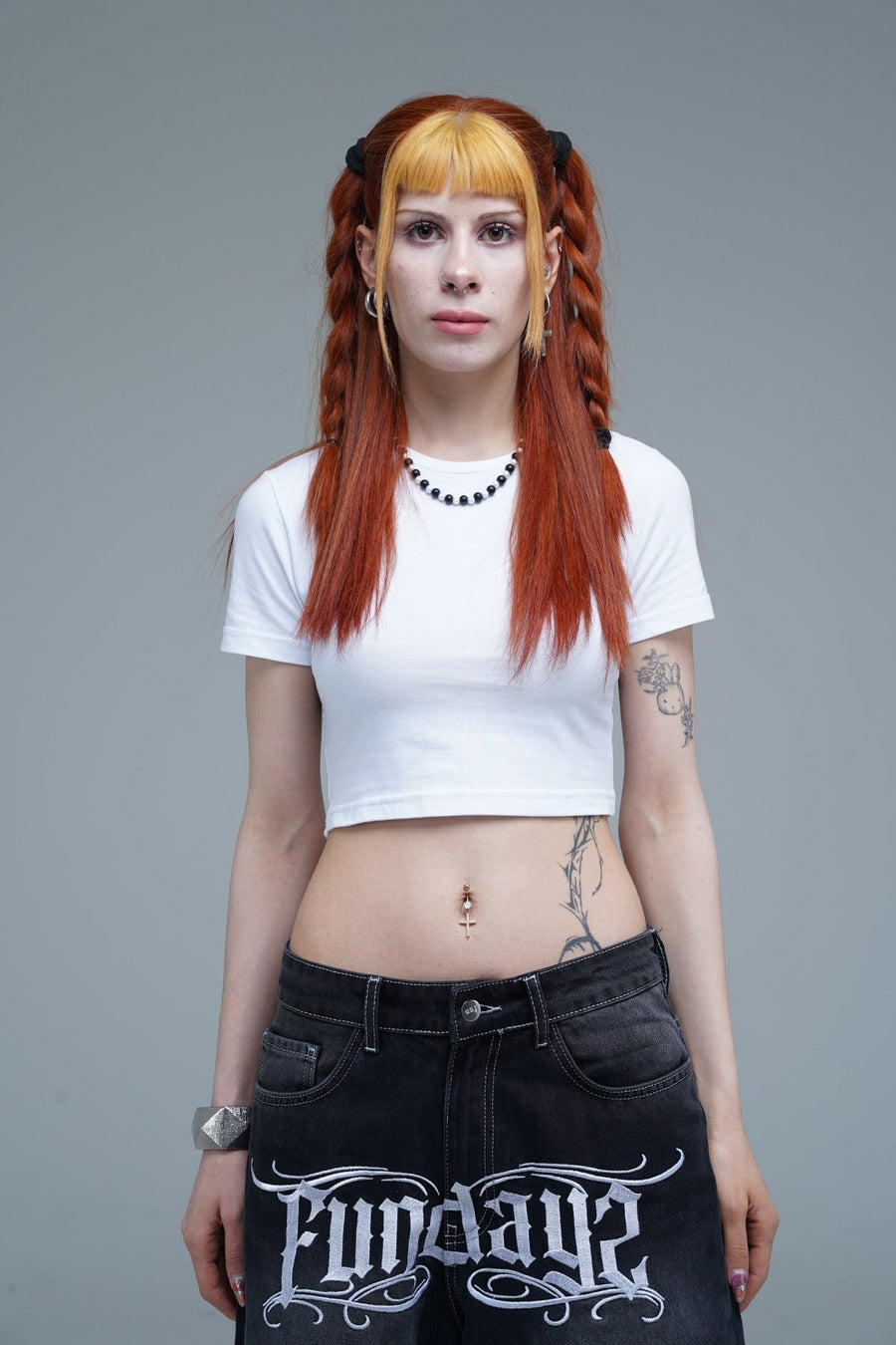 Beyaz Basic Kadın Crop Top