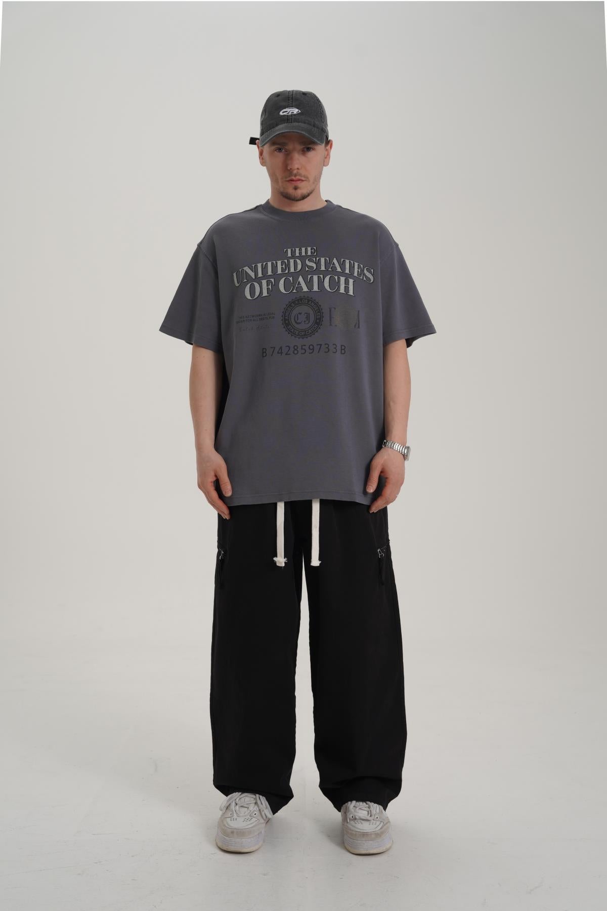 Baskılı Gri Oversize Tshirt CT01 MRT26064