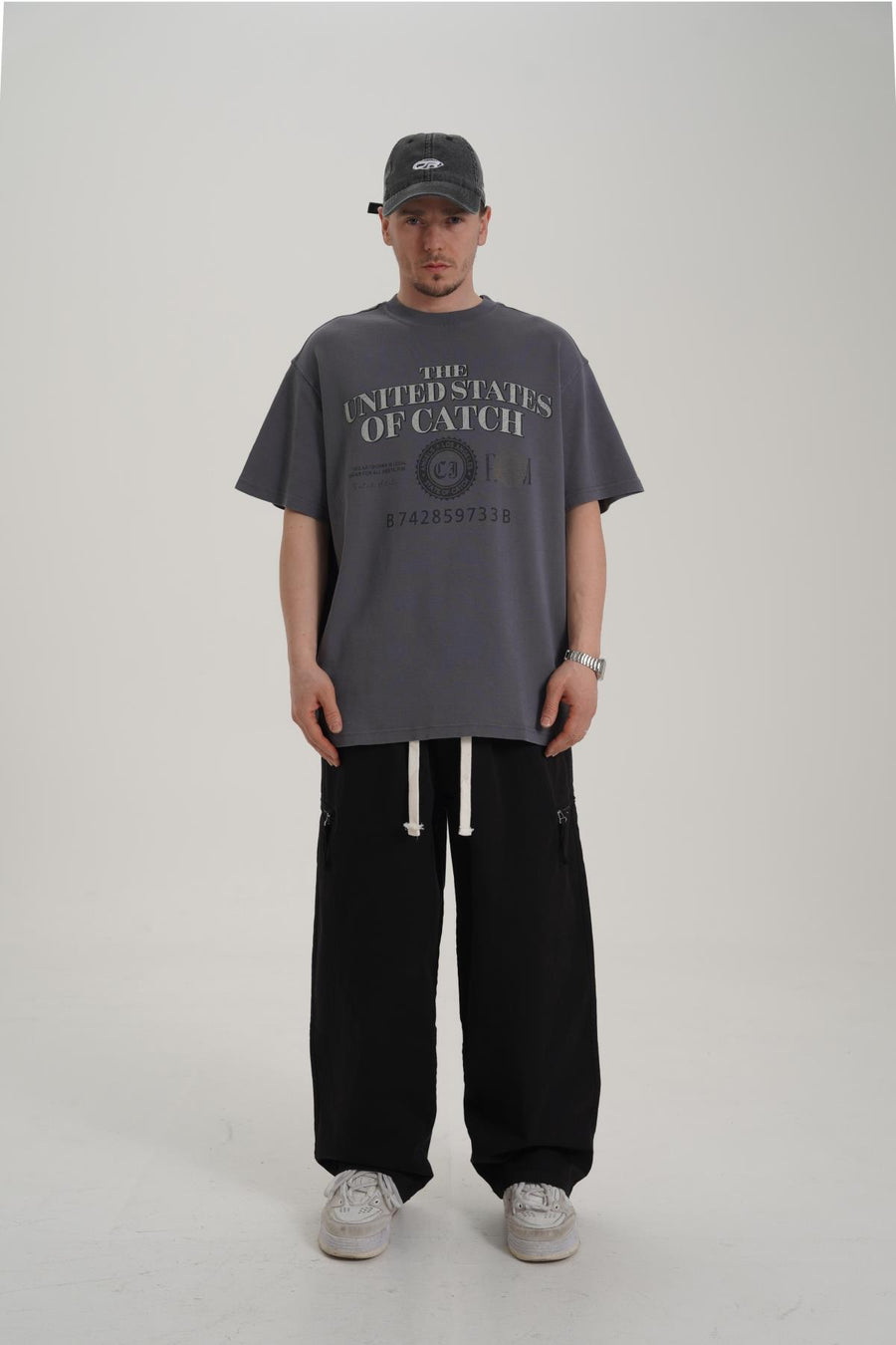Baskılı Gri Oversize Tshirt CT01 MRT26064