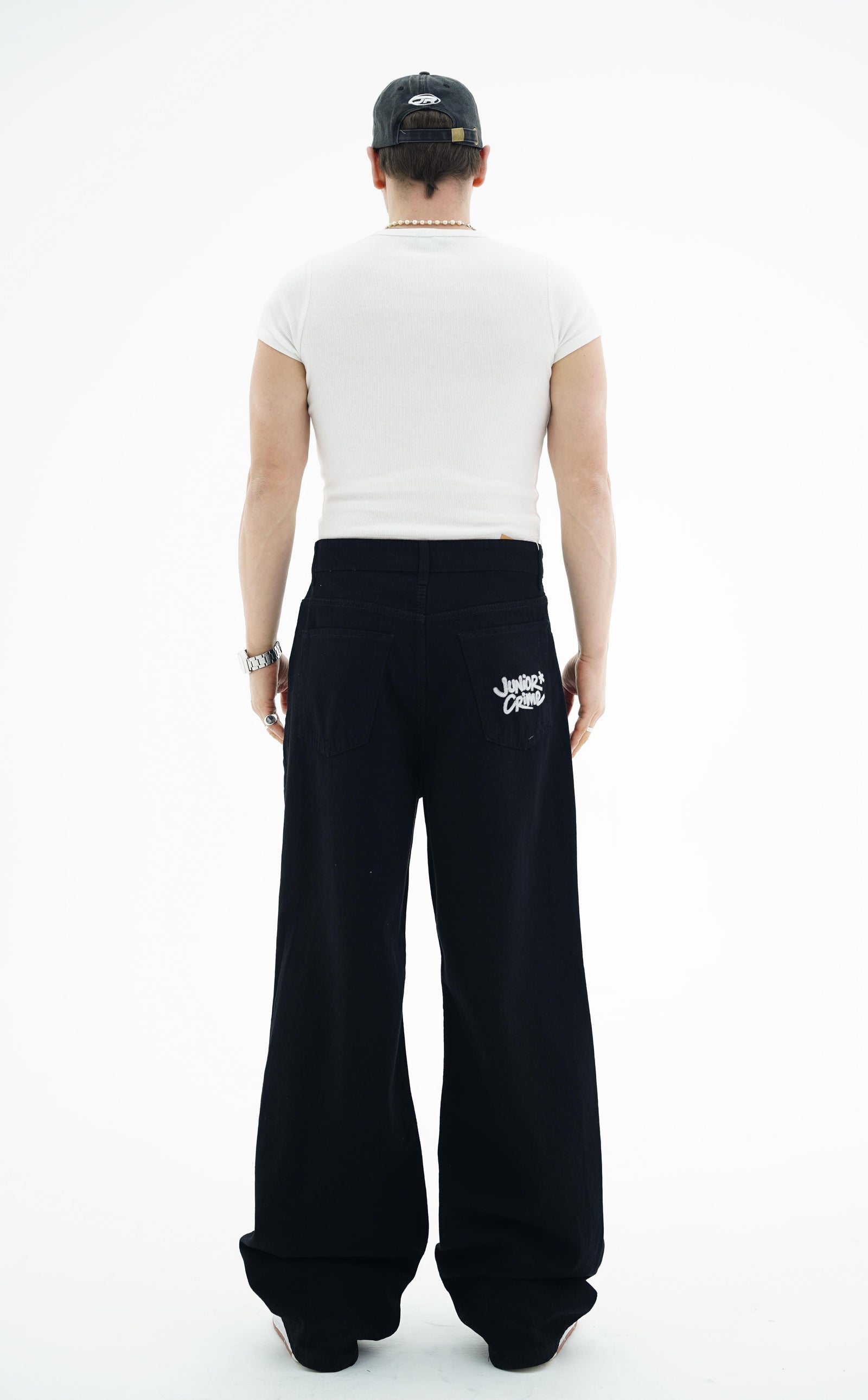 Junior Crime Siyah Raw Denim Pantolon