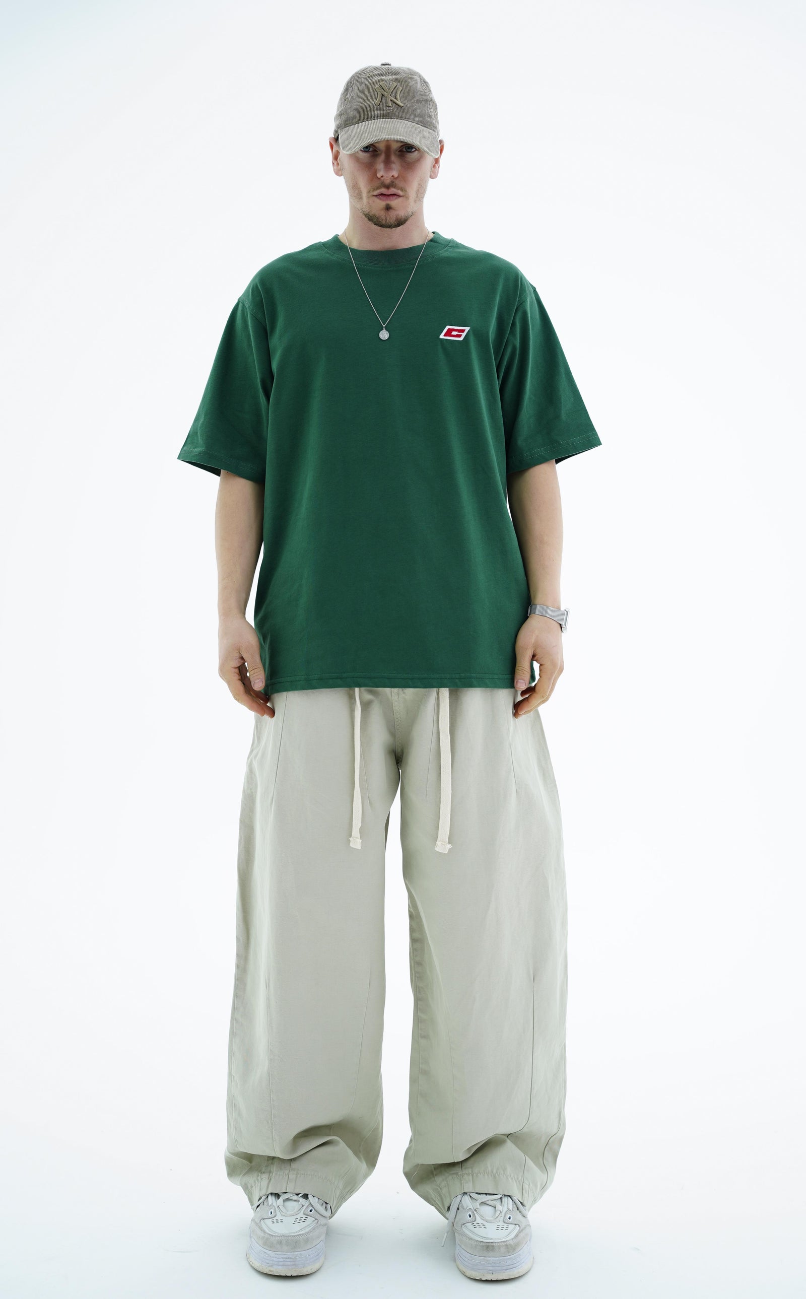 Nakışlı Yeşil Oversize Tshirt CT01 25CY062