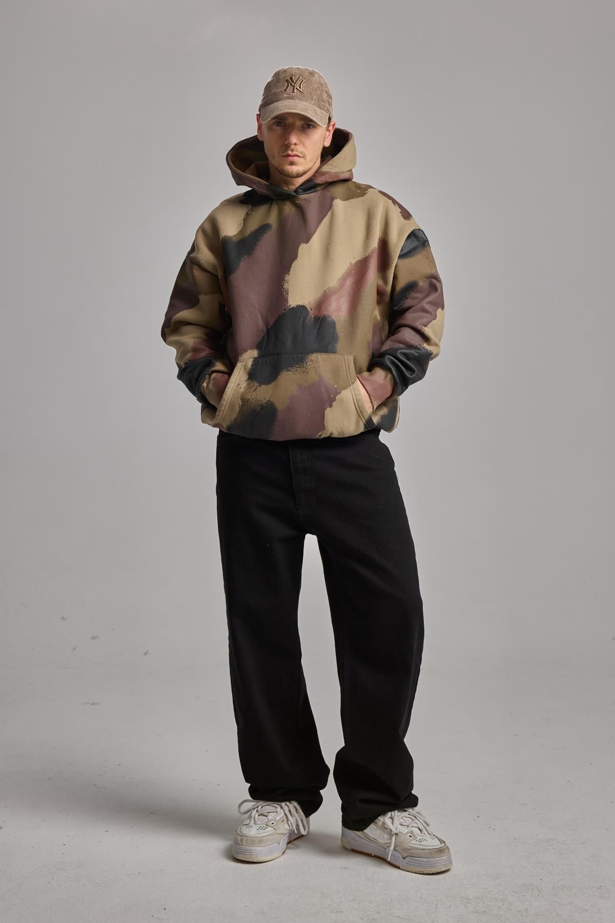 Haki Kamuflaj Desenli Oversize Sweat 25CK020