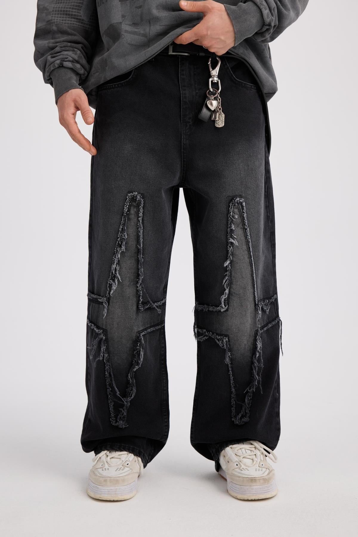 JR Yıldız Patch Detay Füme Jean Pantolon