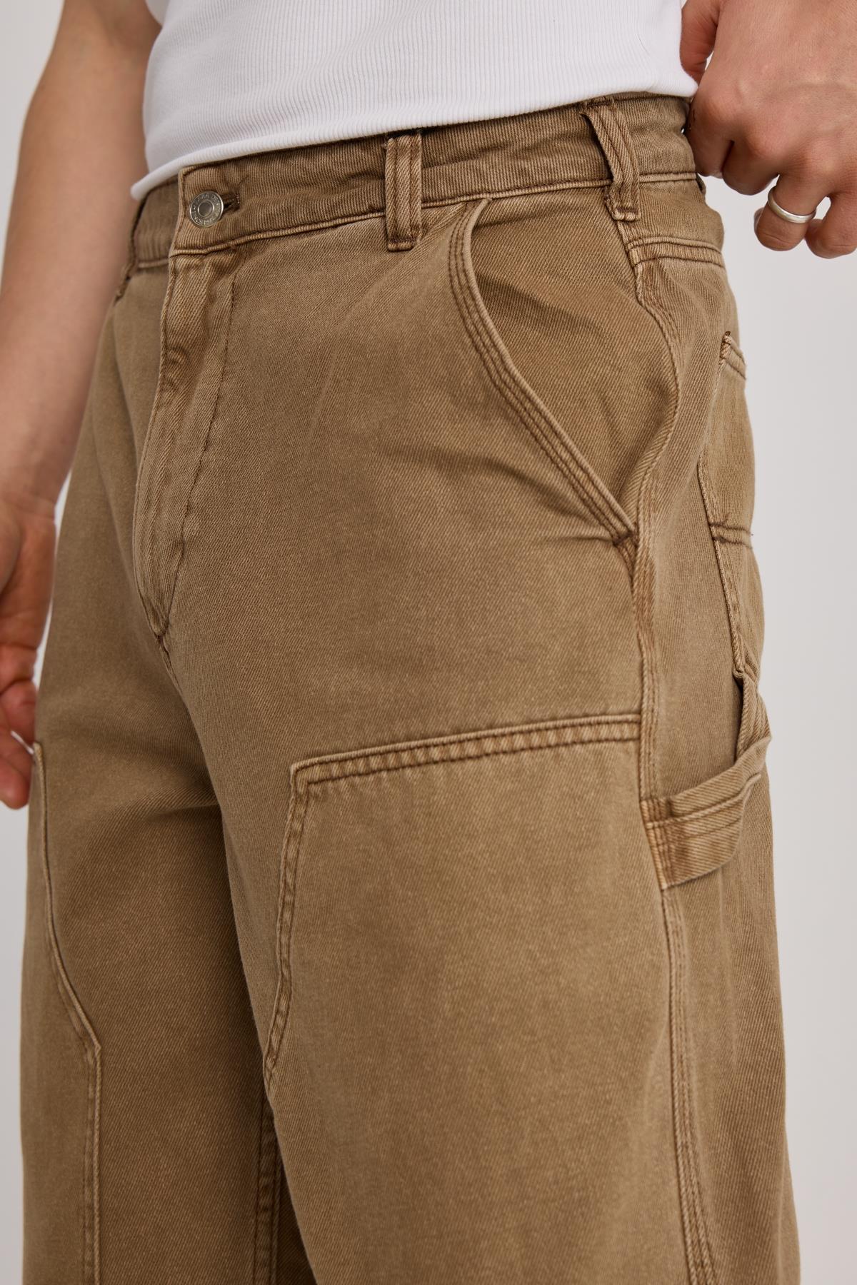 Blok Detay Kahverengi Carpenter Baggy Pantolon