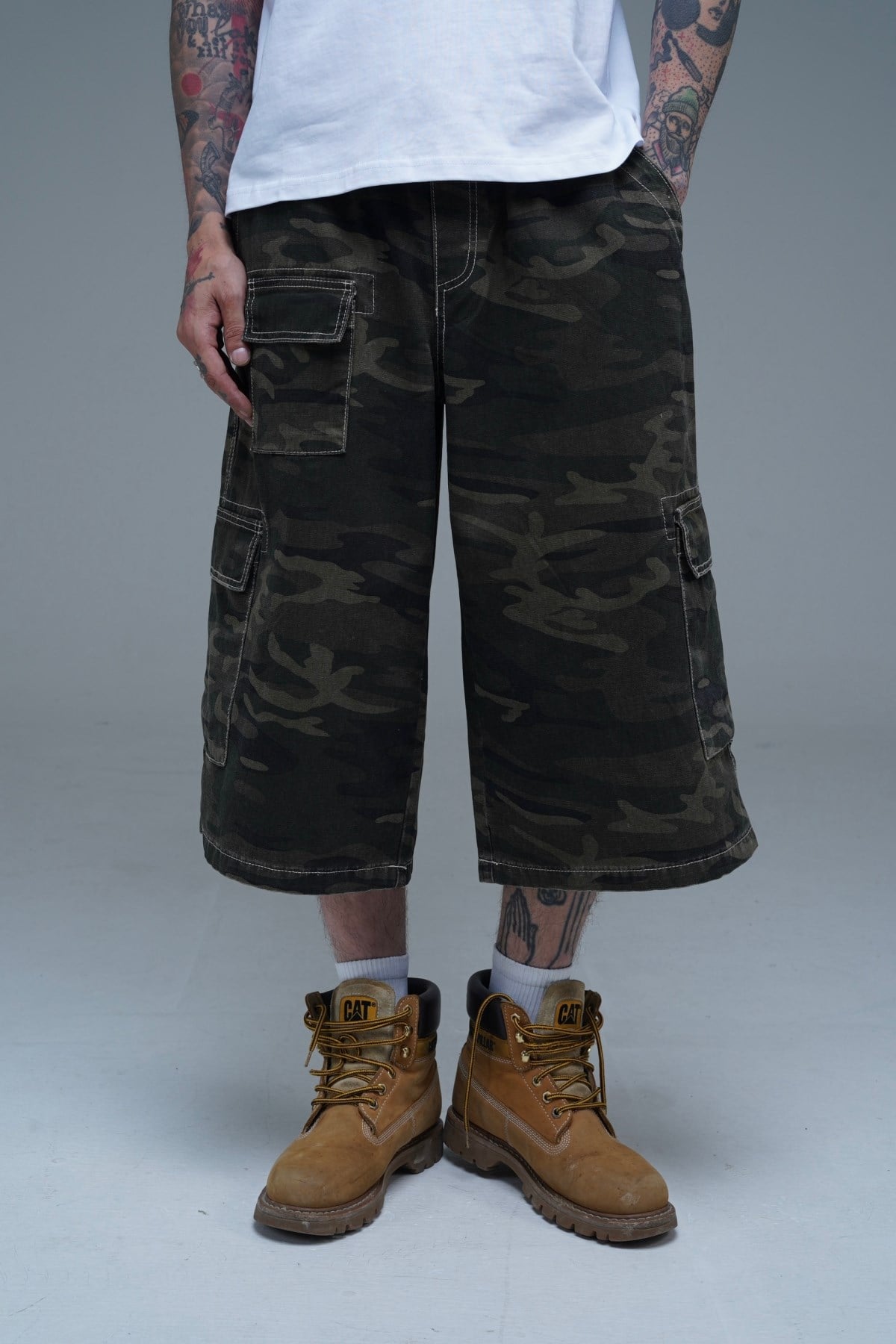 JR Logo Nakışlı Camo Desenli Baggy Şort