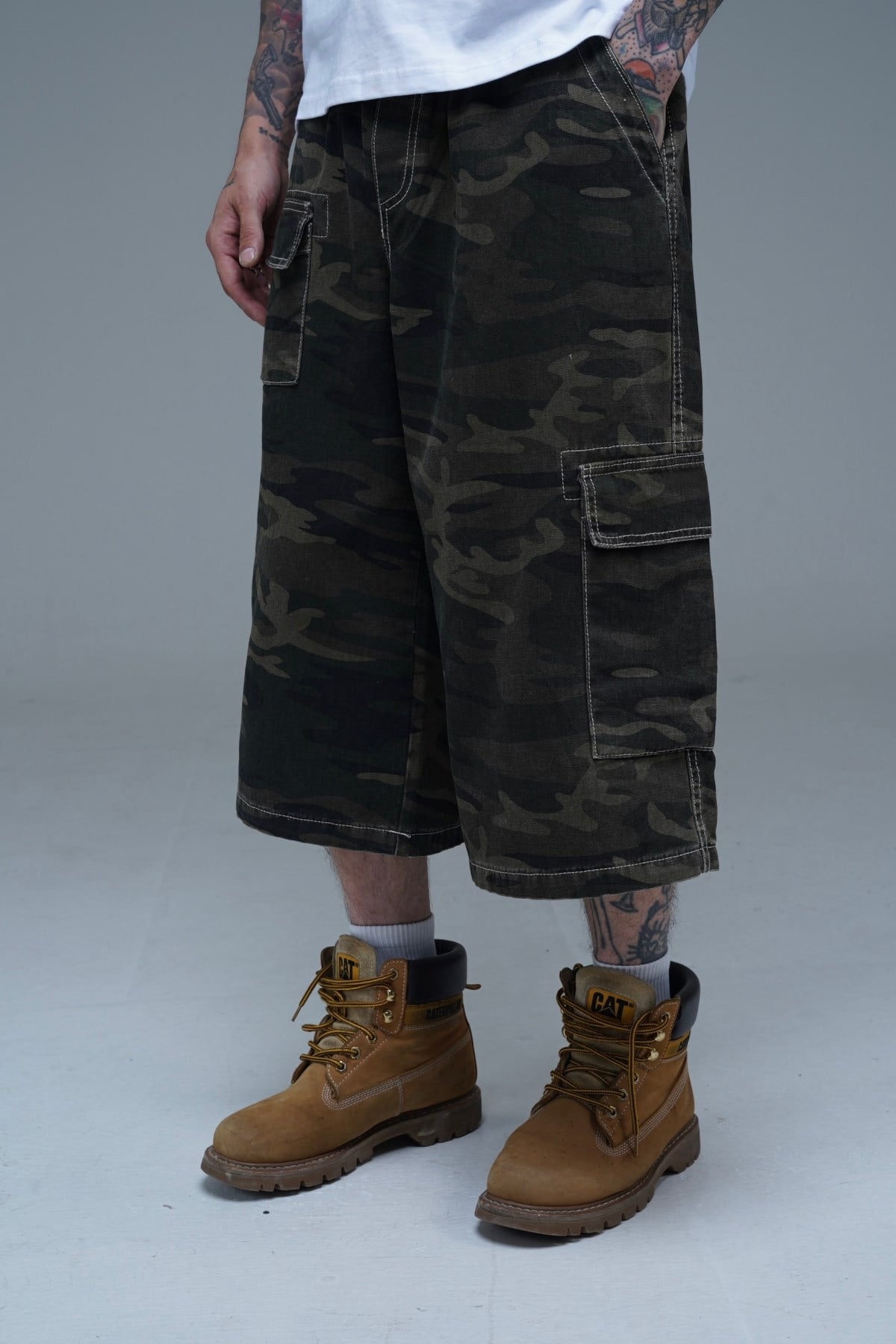 JR Logo Nakışlı Camo Desenli Baggy Şort
