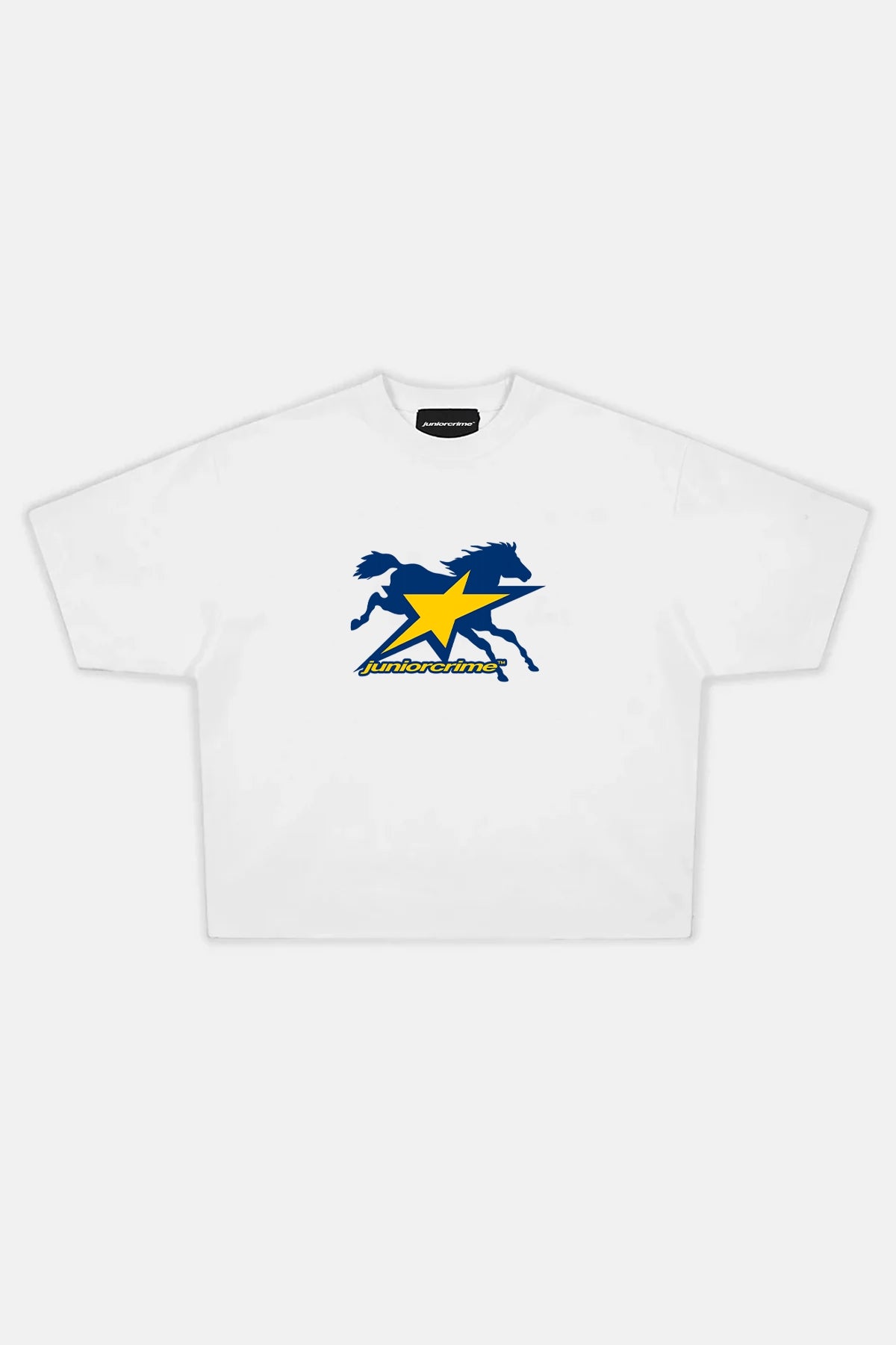 JR Star Baskılı Beyaz Boxy Fit Tshirt