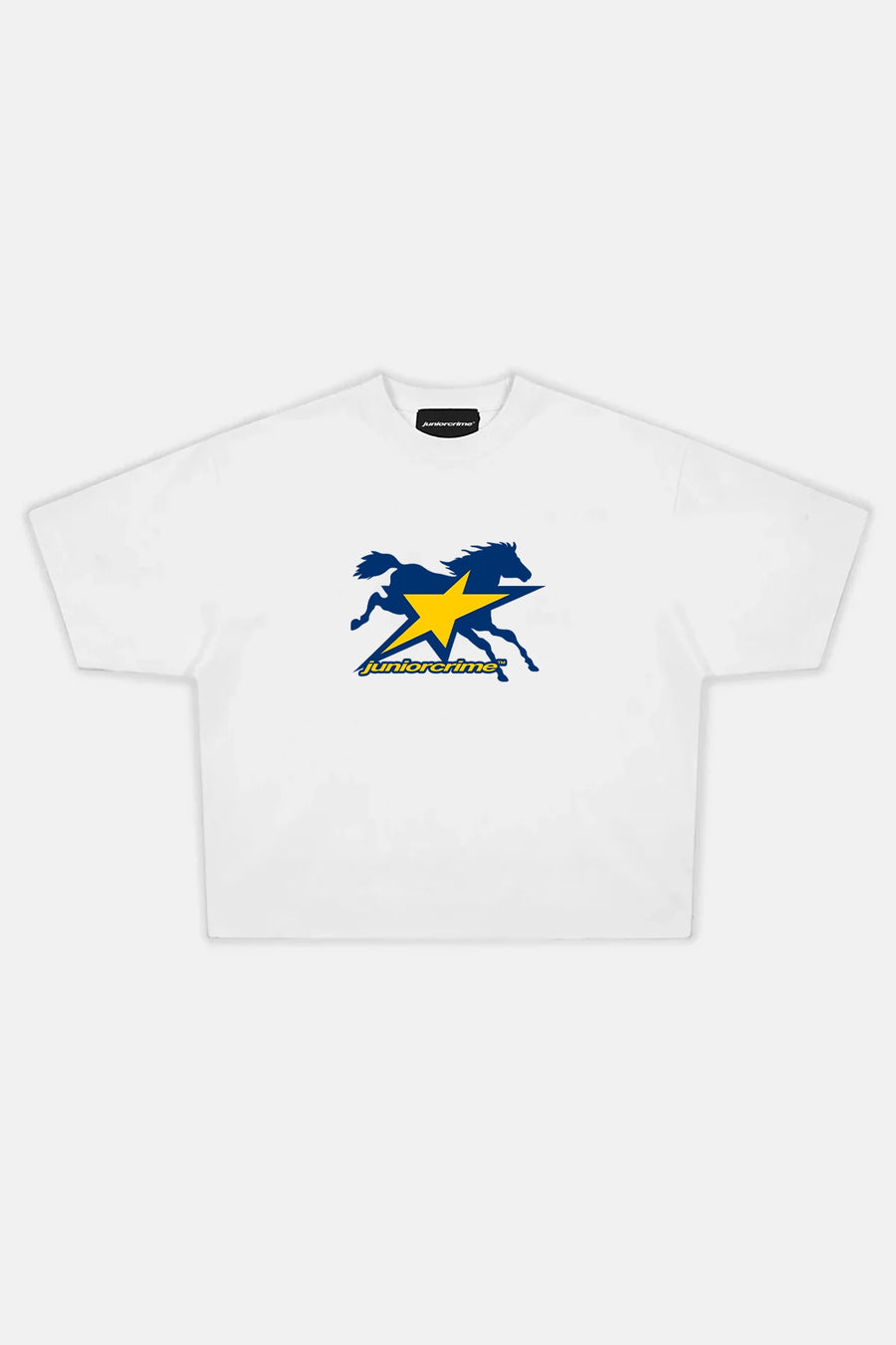 JR Star Baskılı Beyaz Boxy Fit Tshirt