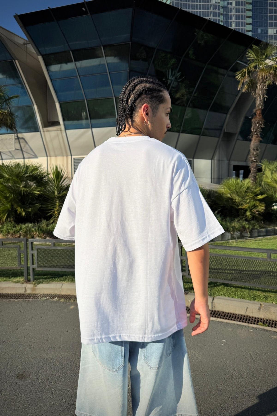Resilient Baskılı Cep Detay Beyaz Oversize Tshirt JC01