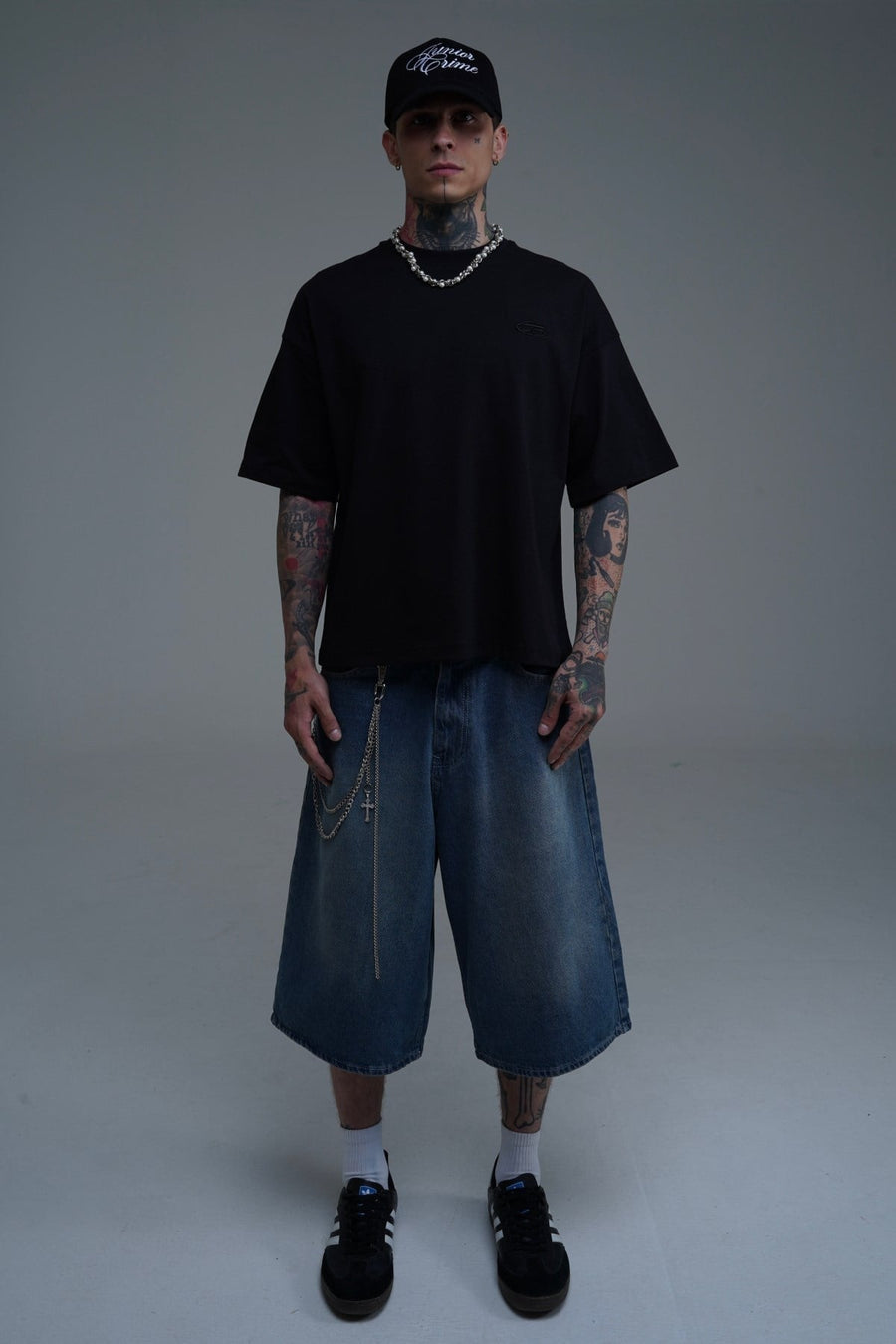 JR Logo Siyah Boxy Fit Oversize Tshirt
