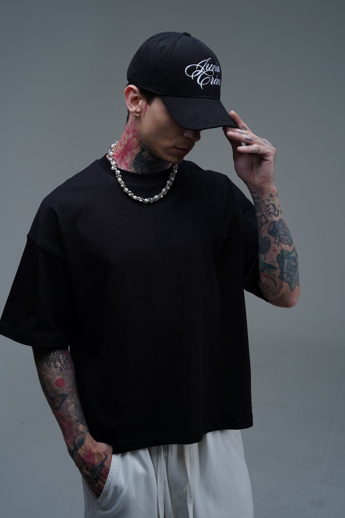 JR Siyah Boxy Fit Basic Oversize Tshirt