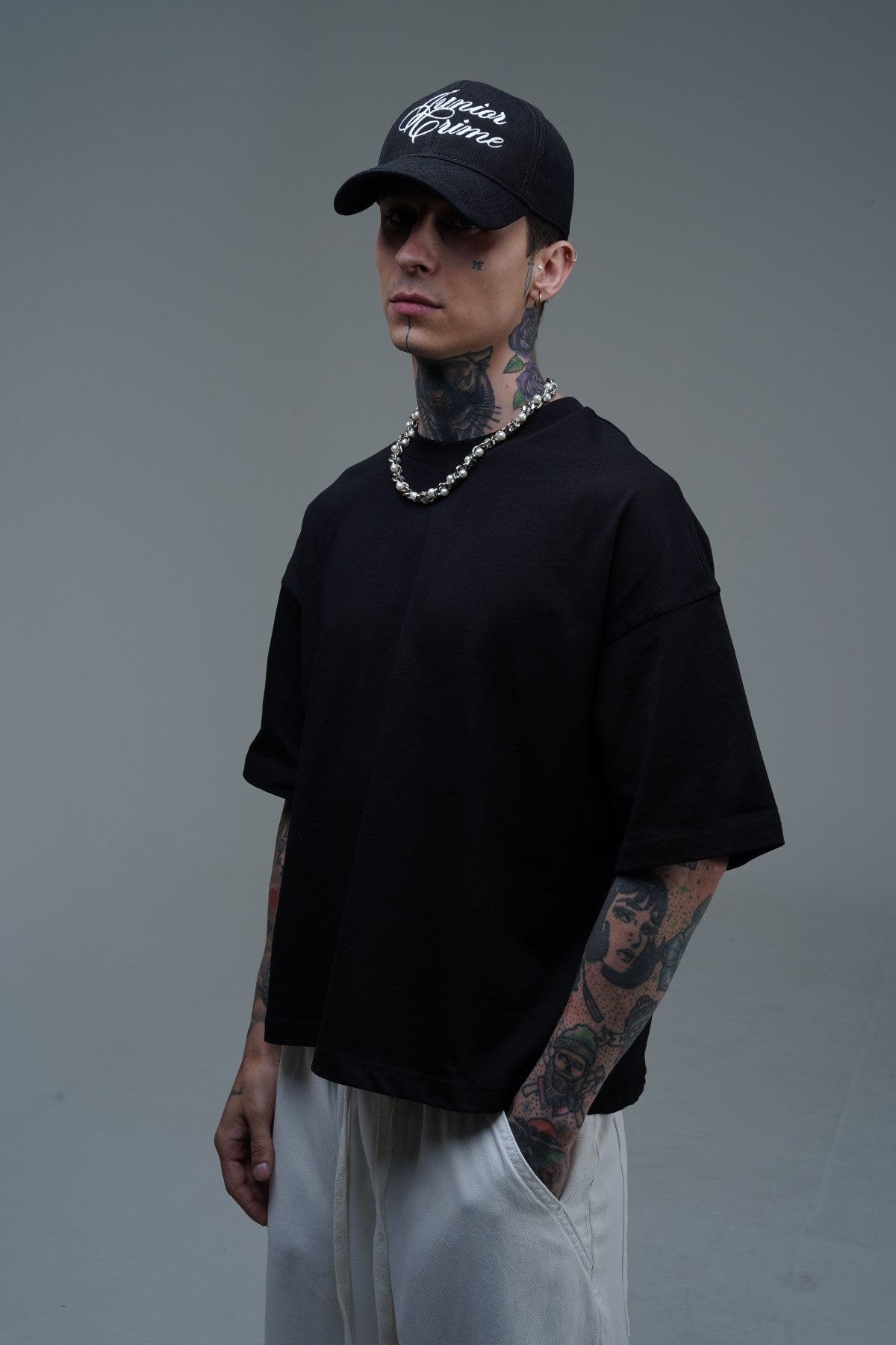 JR Siyah Boxy Fit Basic Oversize Tshirt