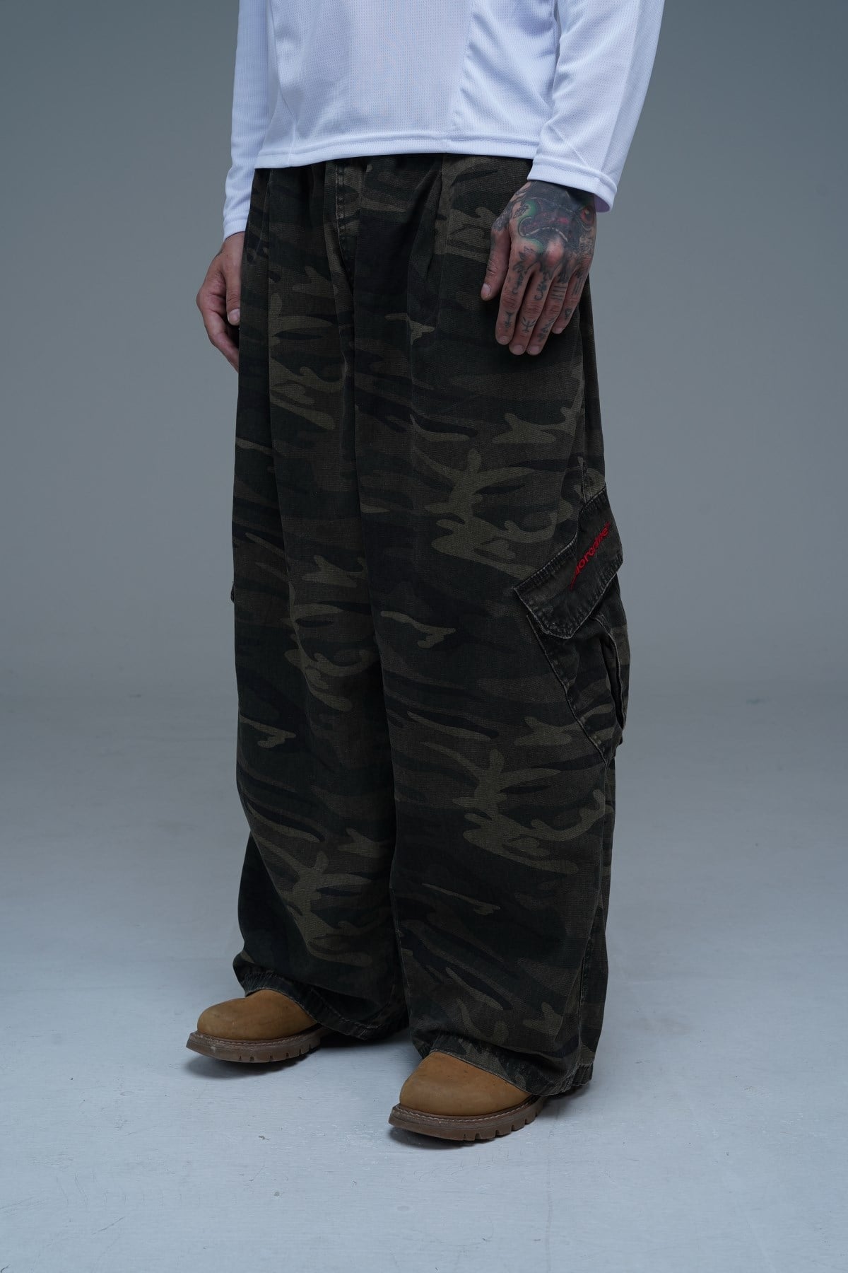 JR Camo Desen Low Waist Baggy Pantolon